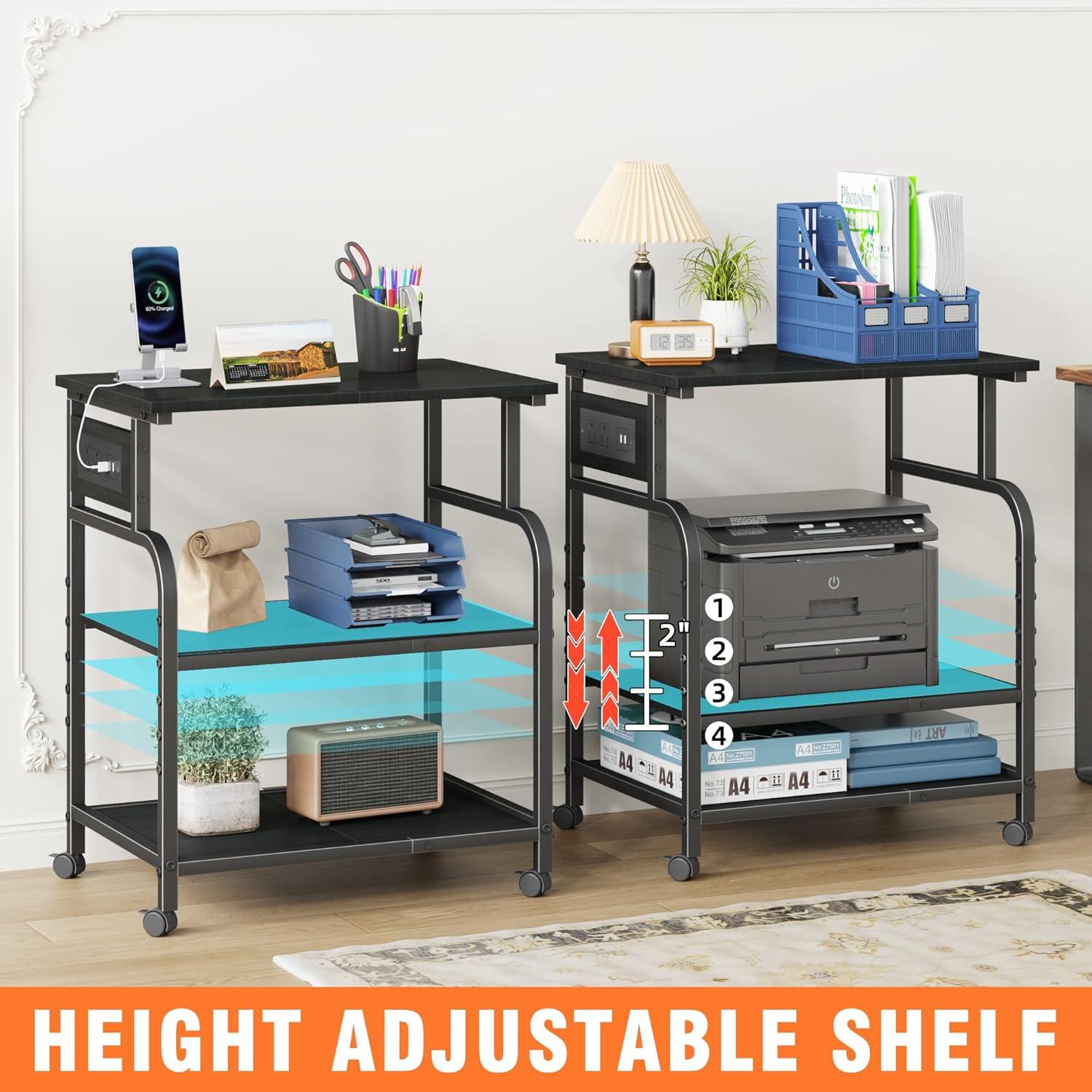 Soporte para Impresora Grande YAOHUOO 3 Niveles con Toma de Corriente