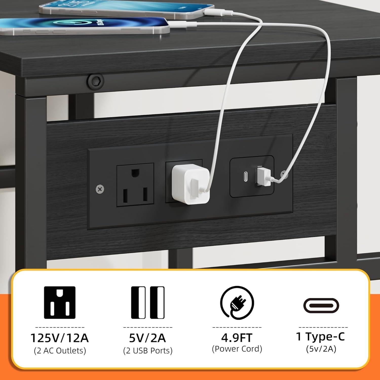 Soporte para Impresora Grande YAOHUOO 3 Niveles con Toma de Corriente