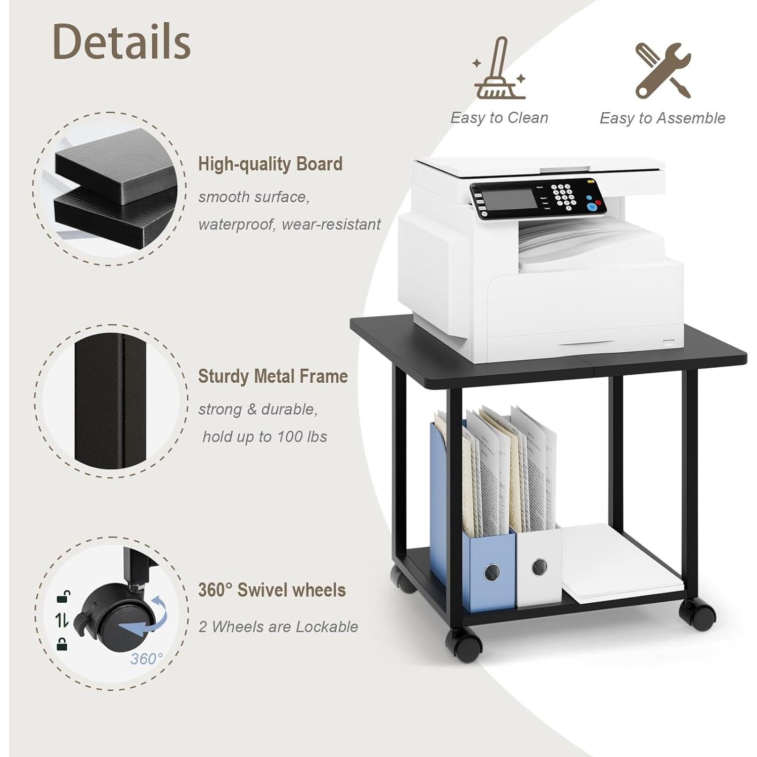 Soporte para Impresora MARTY 2 Niveles Negro 56x39 cm