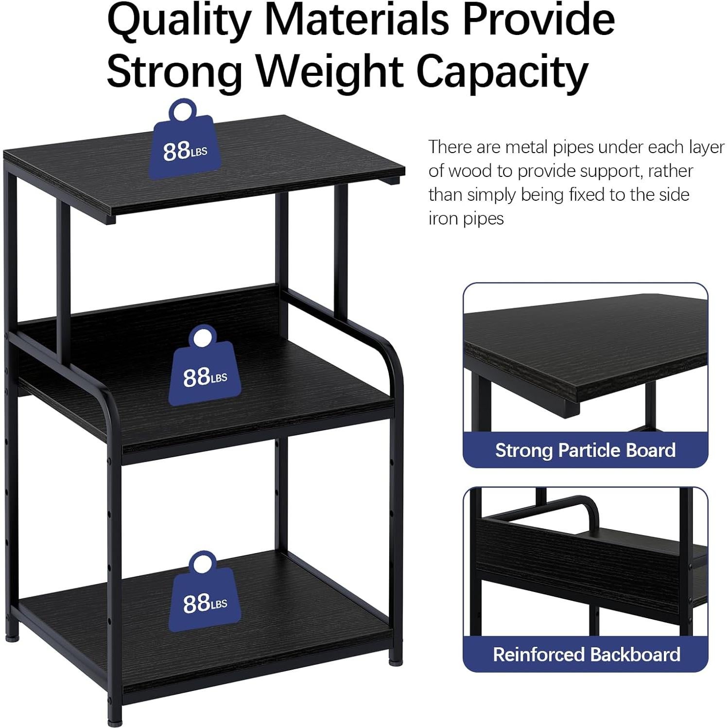 Soporte para Impresora Arbuxzuy 3 Niveles Negro 50x40x78.7cm