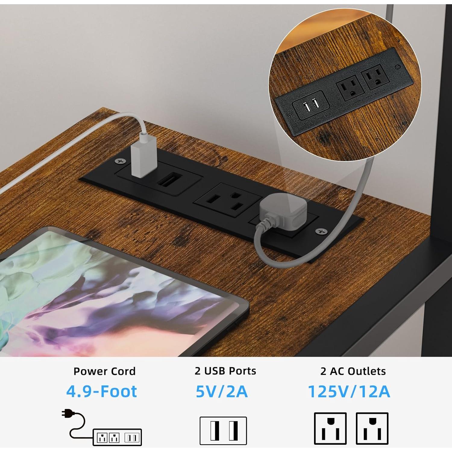 Soporte para Impresora Lerliuo Marrón con Estación de Carga 3 Niveles