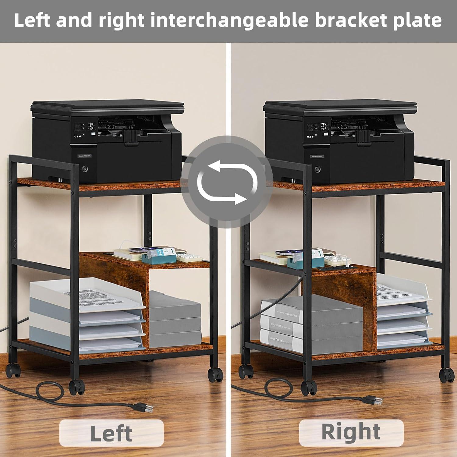Soporte para Impresora Lerliuo Marrón con Estación de Carga 3 Niveles