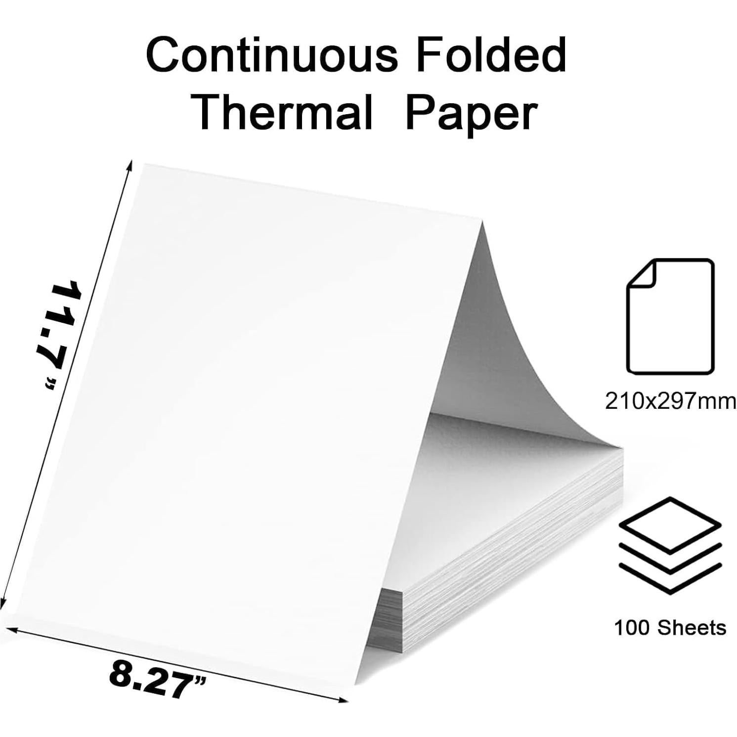 100 Hojas de Papel Térmico A4 Bagvhandbagro Doblado 210x297mm