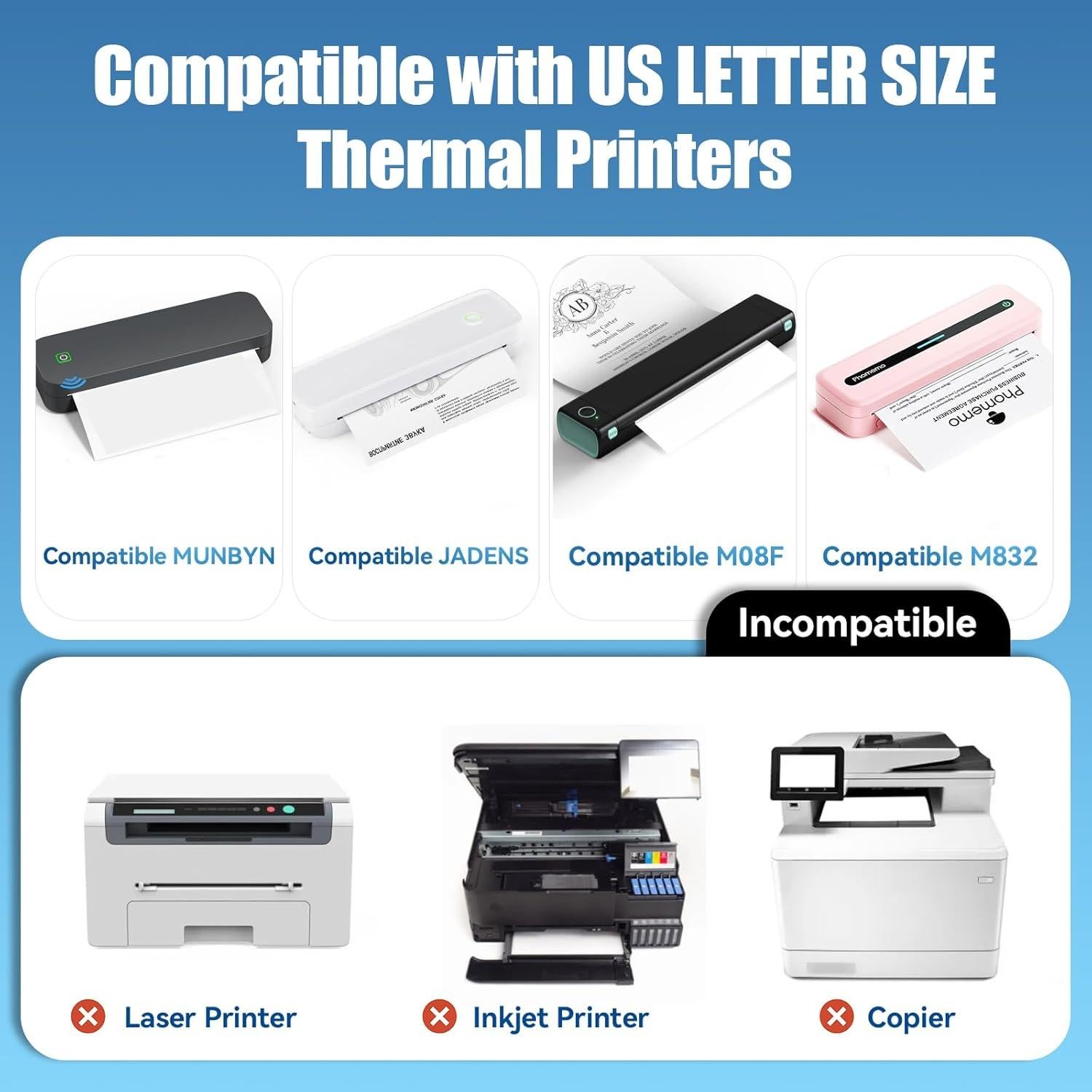 Papel Térmico Atnadov Carta 21.6 x 27.9 cm 200 Hojas