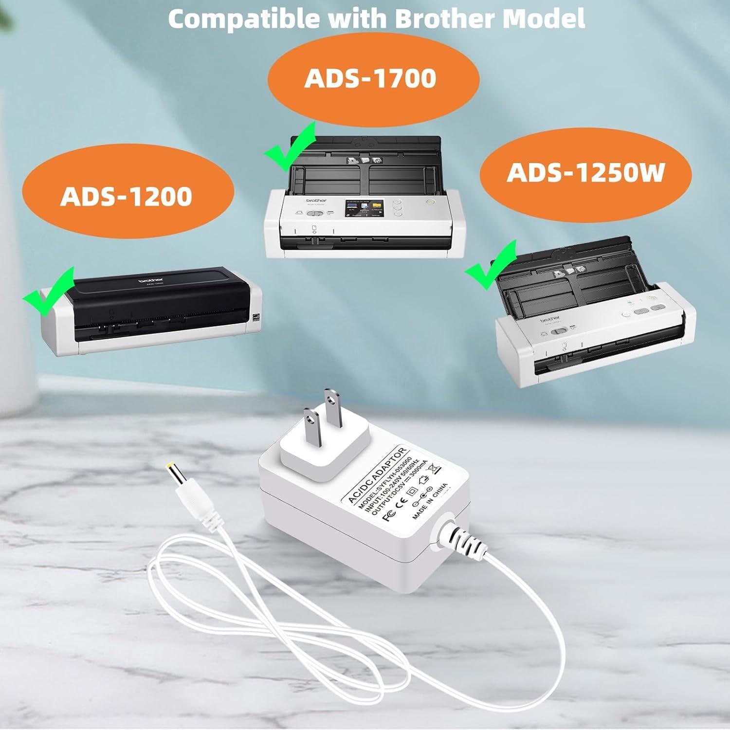 Adaptador de corriente 5V SYFLYH para escáner Brother ADS-1190/1200/1250W