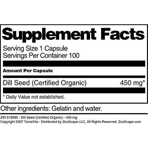 Semilla de Eneldo Orgánico TerraVita 450 mg 100 Cápsulas