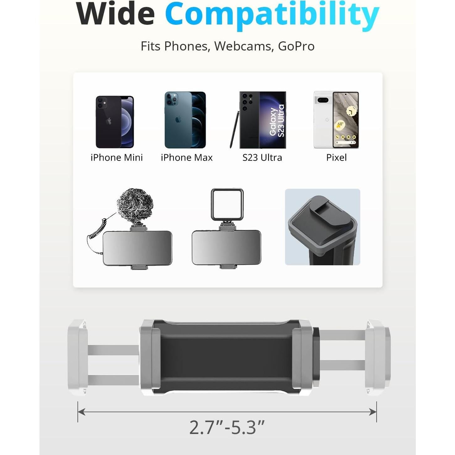 Soporte de Teléfono UBeesize UB-HKXB01BK Ajustable para Webcam