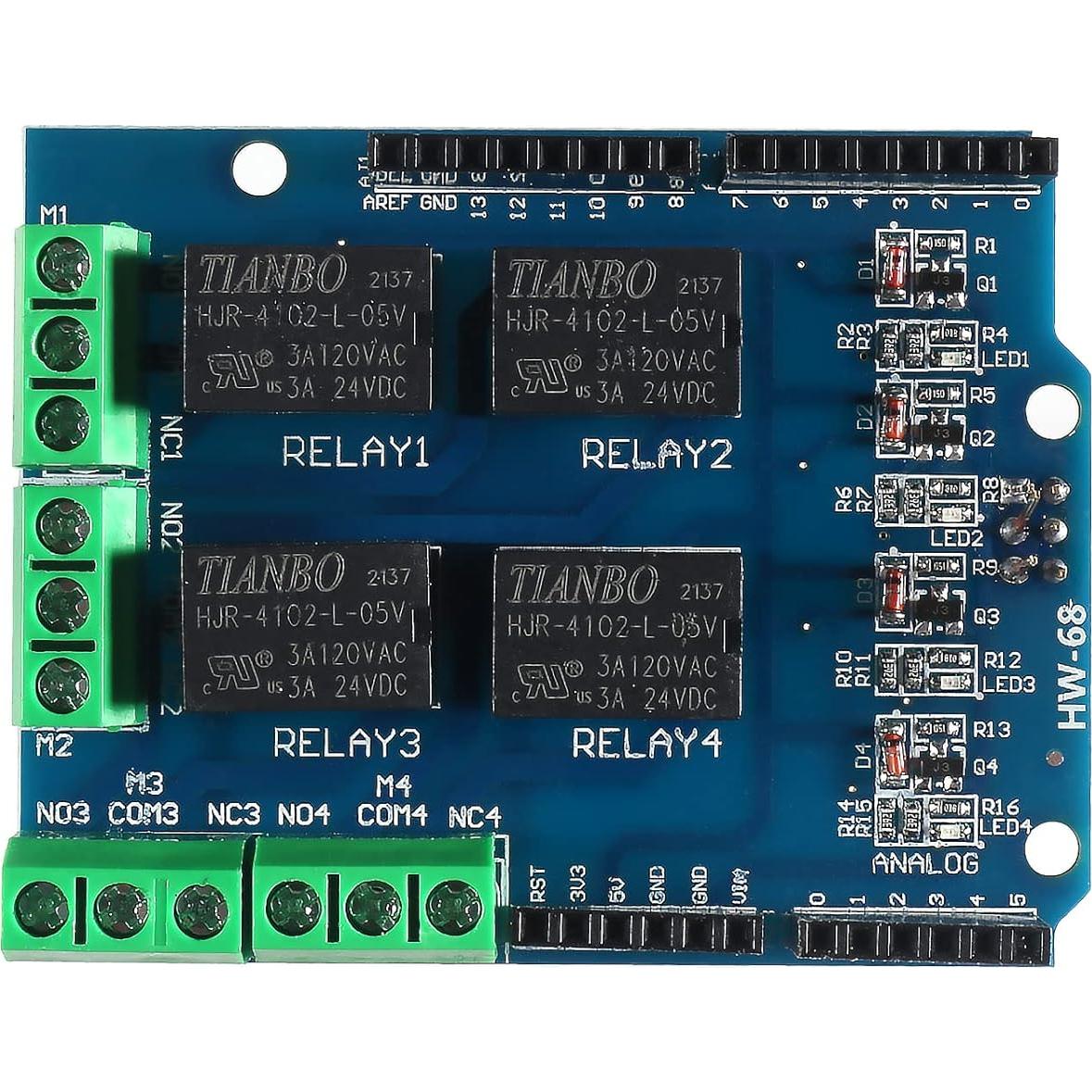 Módulo Relé Cuádruple 5V AITIAO - 3 Piezas, Control de 4 Canales