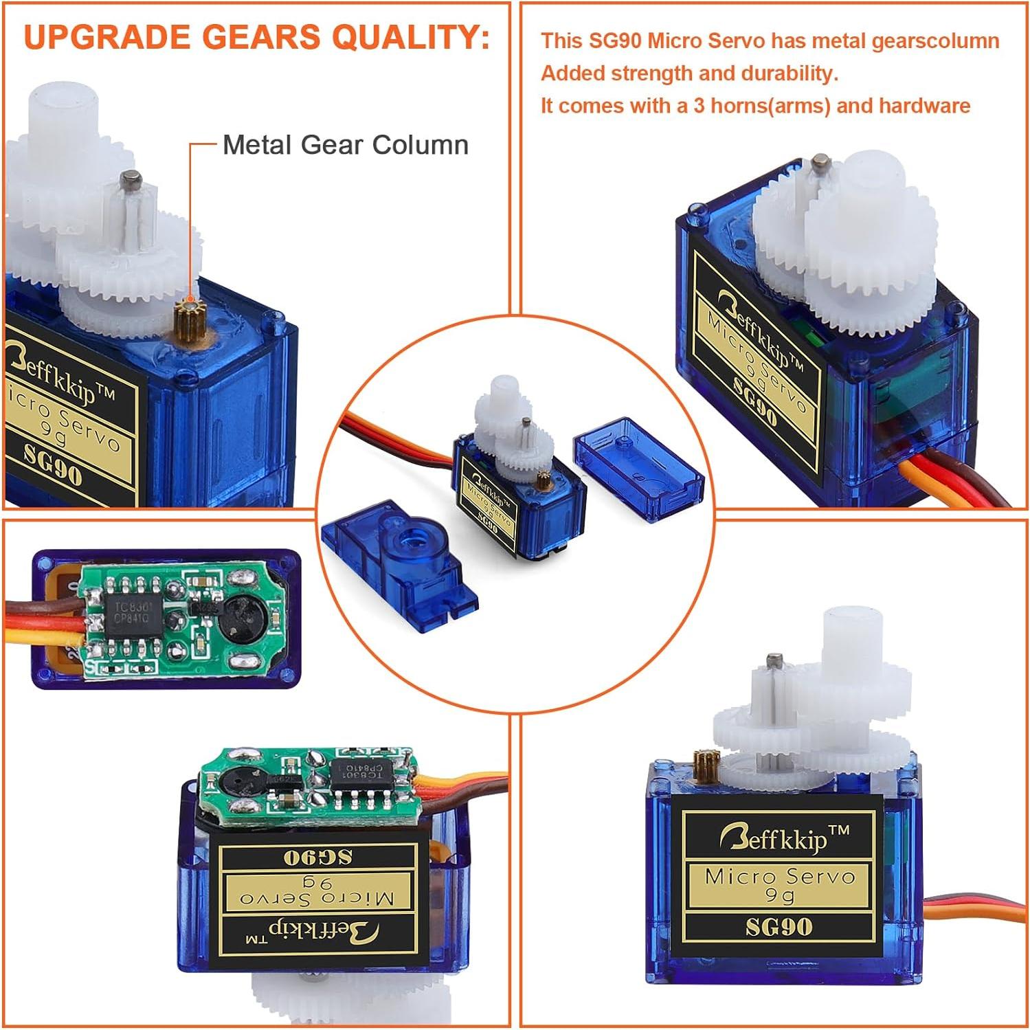 4 Piezas Servo Micro SG90 9g Deegoo-FPV para Robots y Modelos