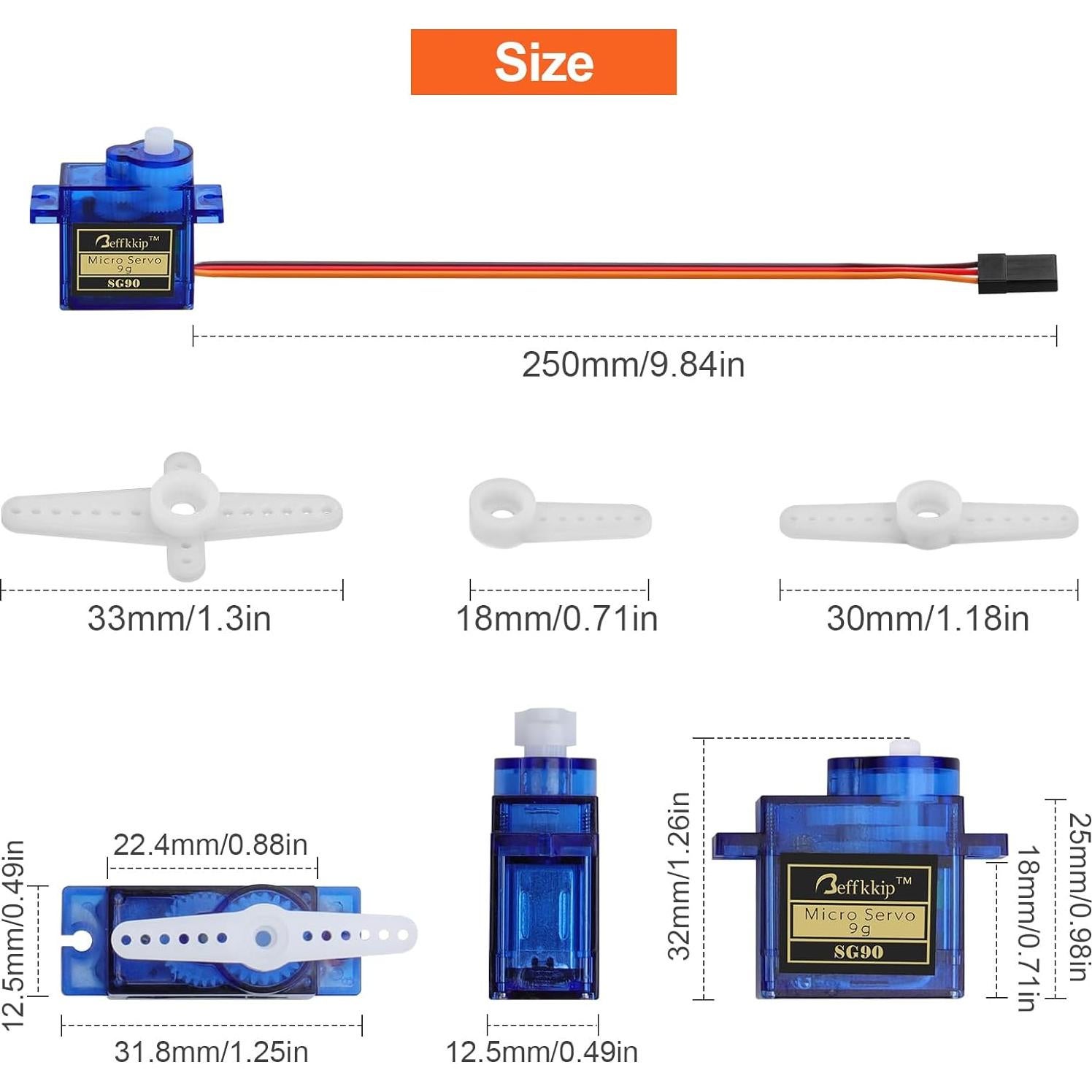 4 Piezas Servo Micro SG90 9g Deegoo-FPV para Robots y Modelos