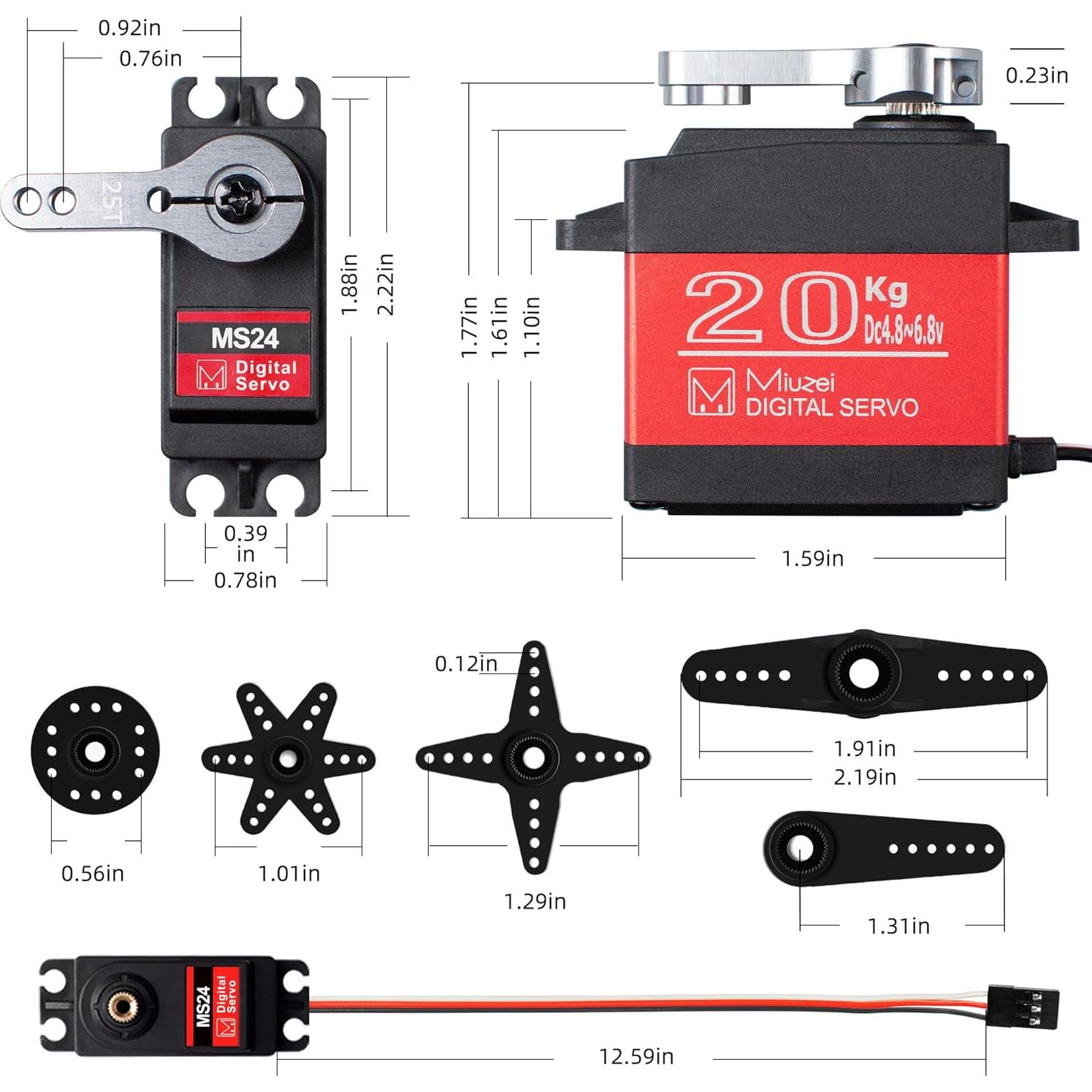 Servo Motor Digital Miuzei 20KG 270° Impermeable para RC