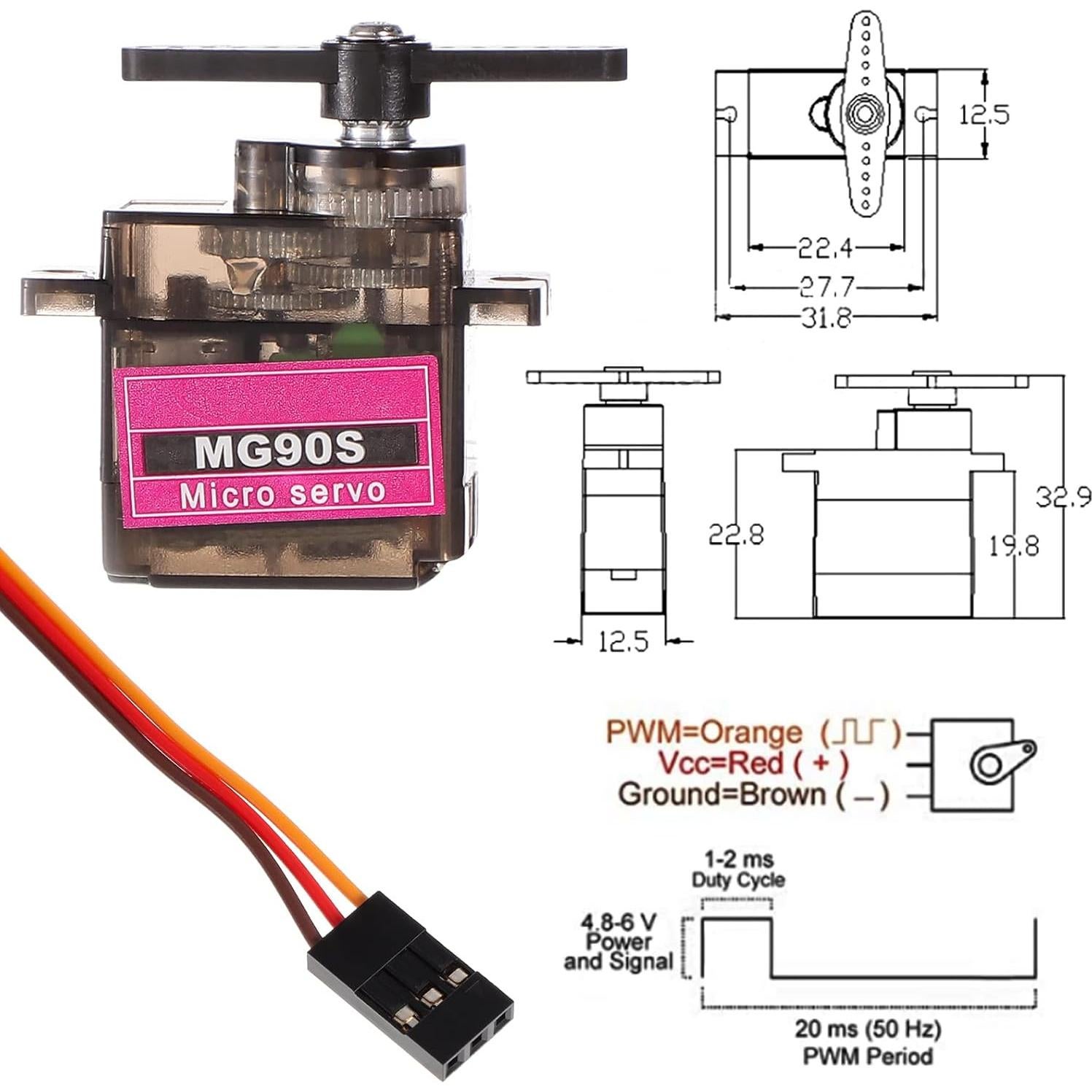 2 Servos Micro MG90S 9g Metal para Robots y Modelos RC