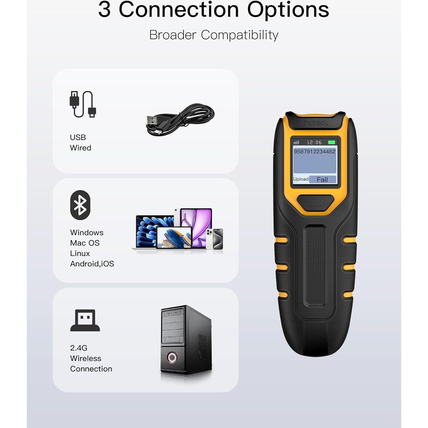 Escáner de Código de Barras Inateck BCST-47 Inalámbrico 2D