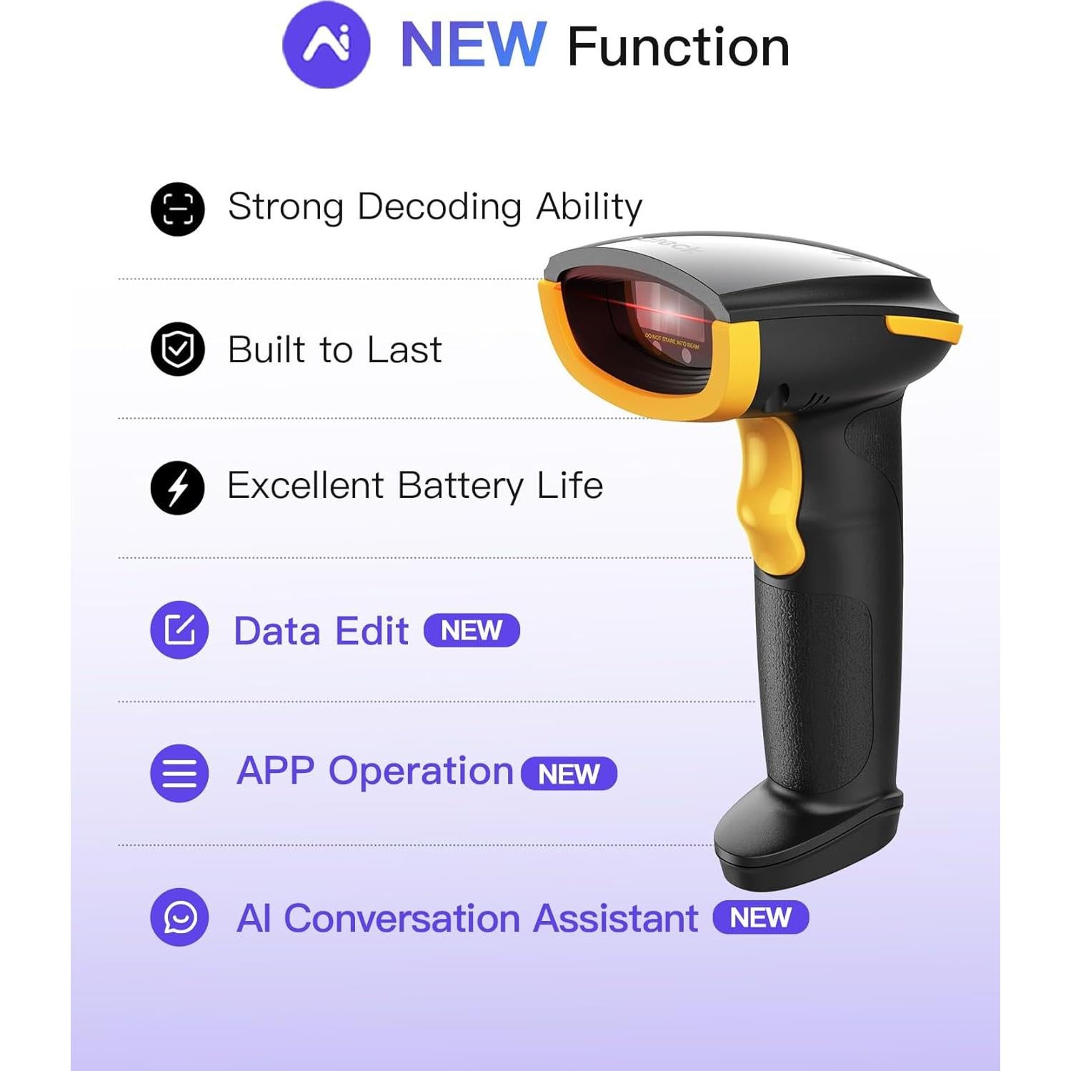Escáner de Código de Barras Inateck BCST-21 AI Inalámbrico