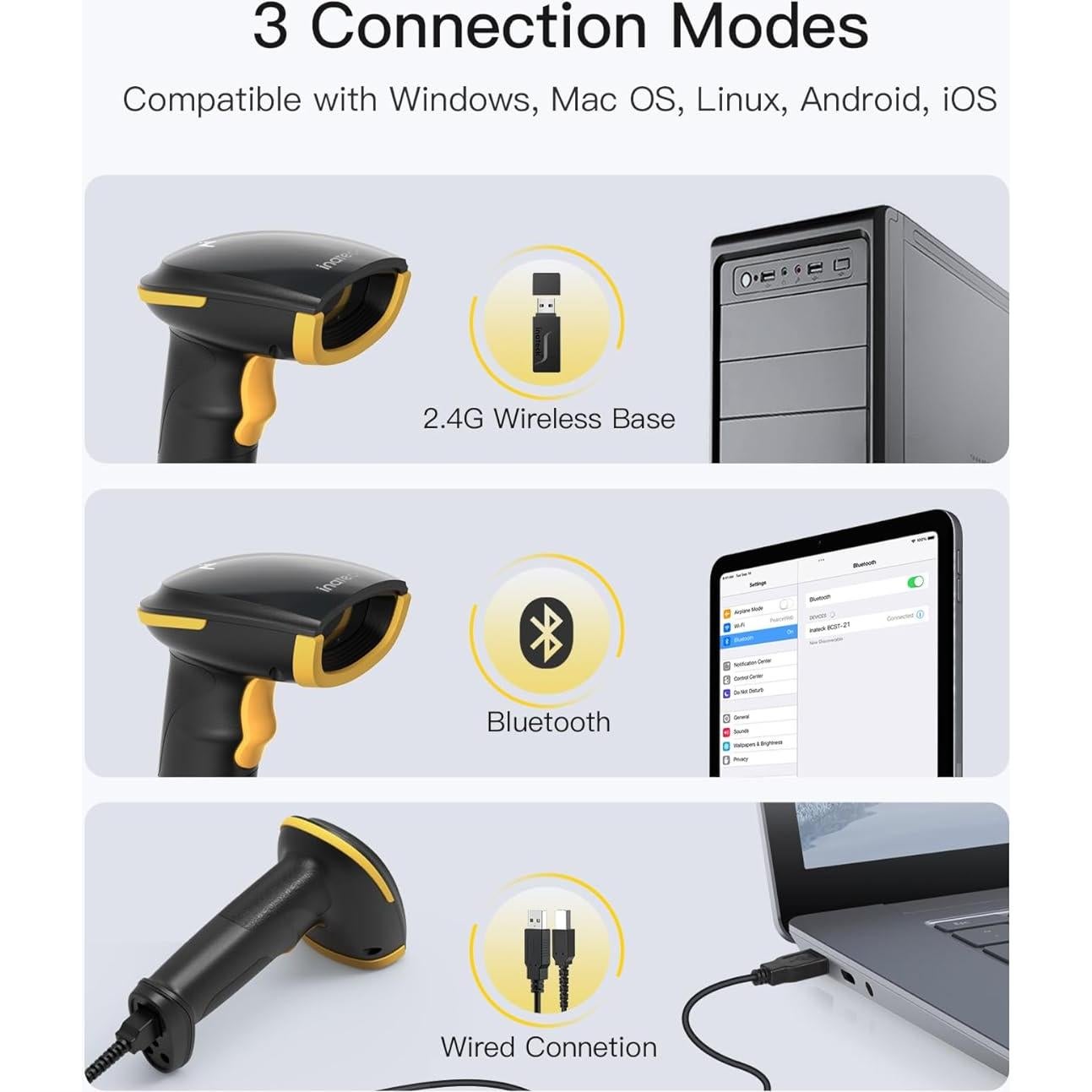 Escáner de Código de Barras Inateck BCST-21 AI Inalámbrico