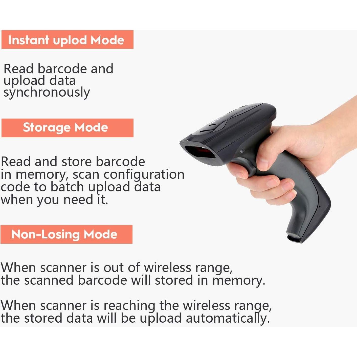 Escáner de Código de Barras Inalámbrico NADAMOO Y-5300 1D USB