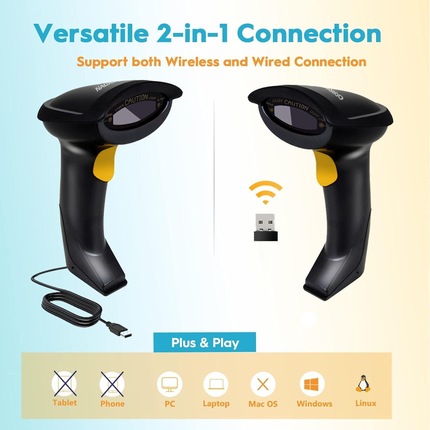 Escáner de Código de Barras Inalámbrico NADAMOO 2.4G USB