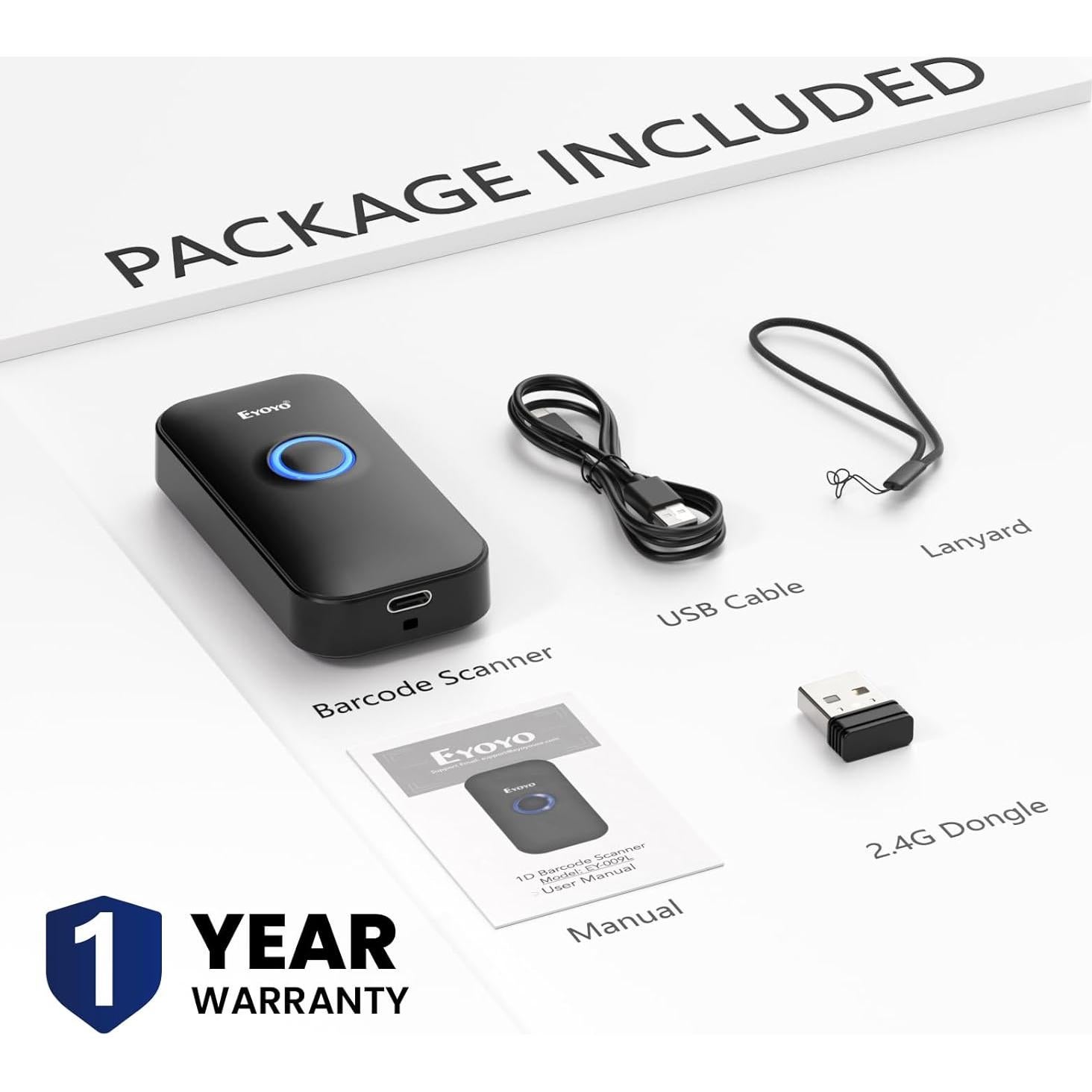 Escáner de Código de Barras Bluetooth Eyoyo 1D Mini 35g