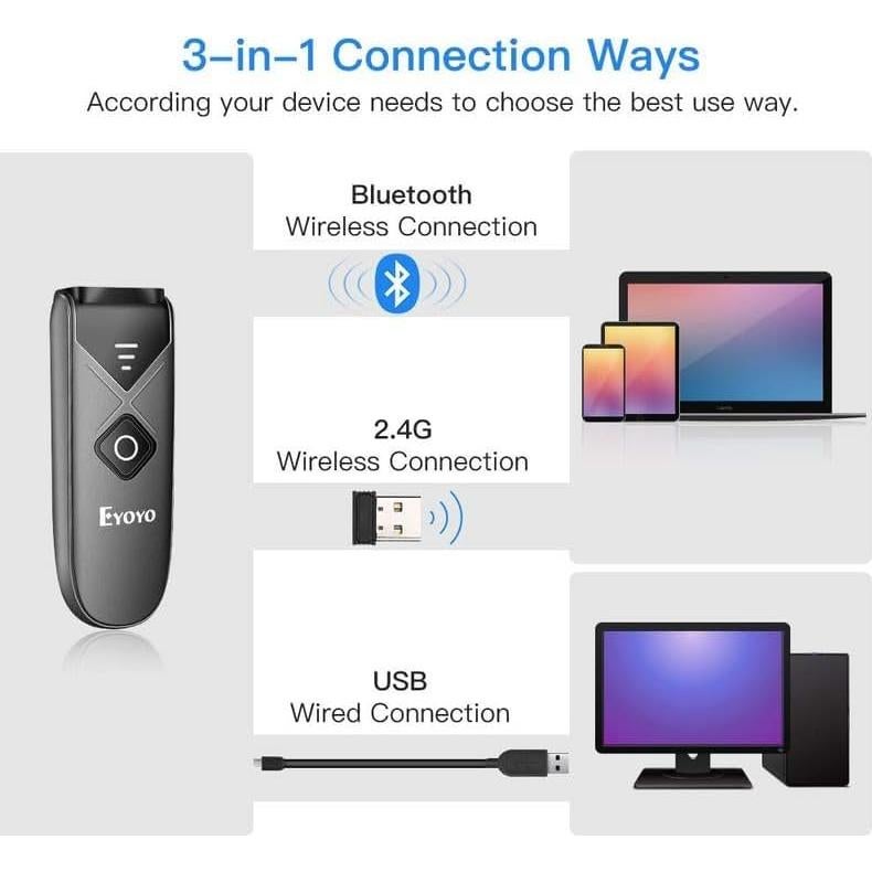 Escáner de Código de Barras Inalámbrico Eyoyo 2-Pack 2D/1D