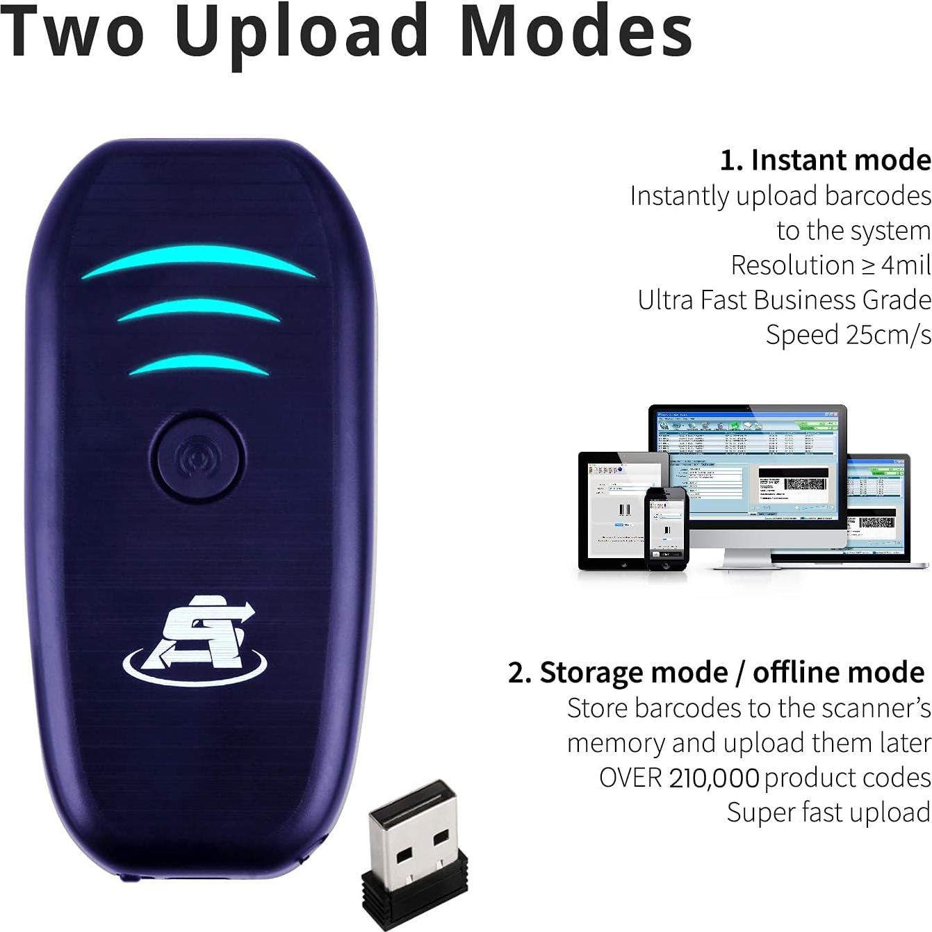 Escáner de Código de Barras Mini Inalámbrico ScanAvenger 1D