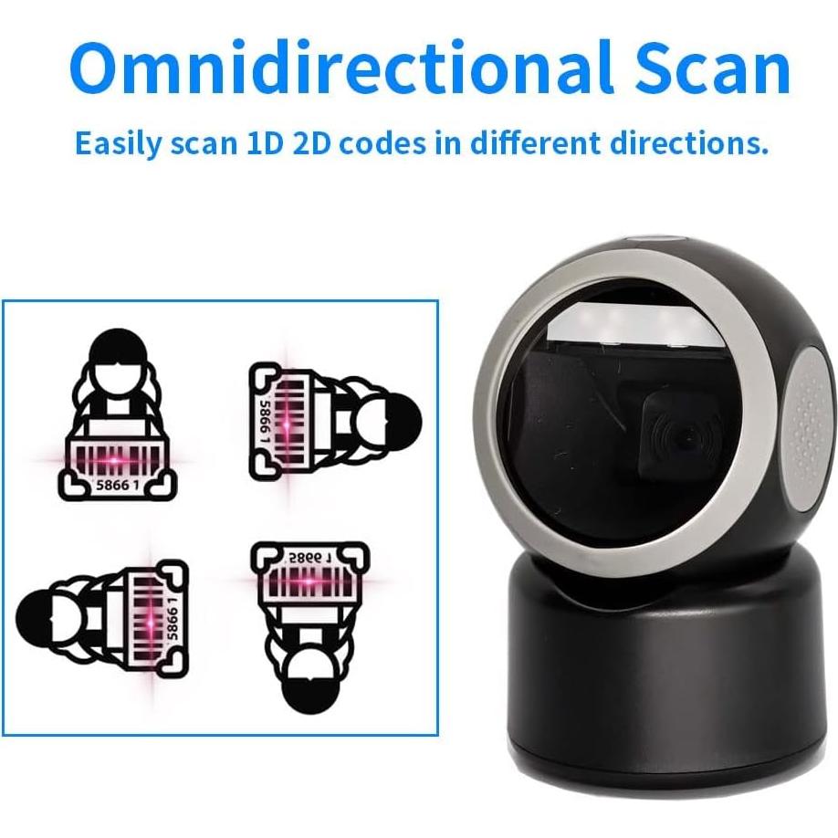 Escáner de Código de Barras Alacrity USB Omnidireccional Negro