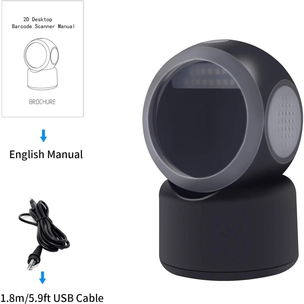 Escáner de Código de Barras Alacrity USB Omnidireccional Negro