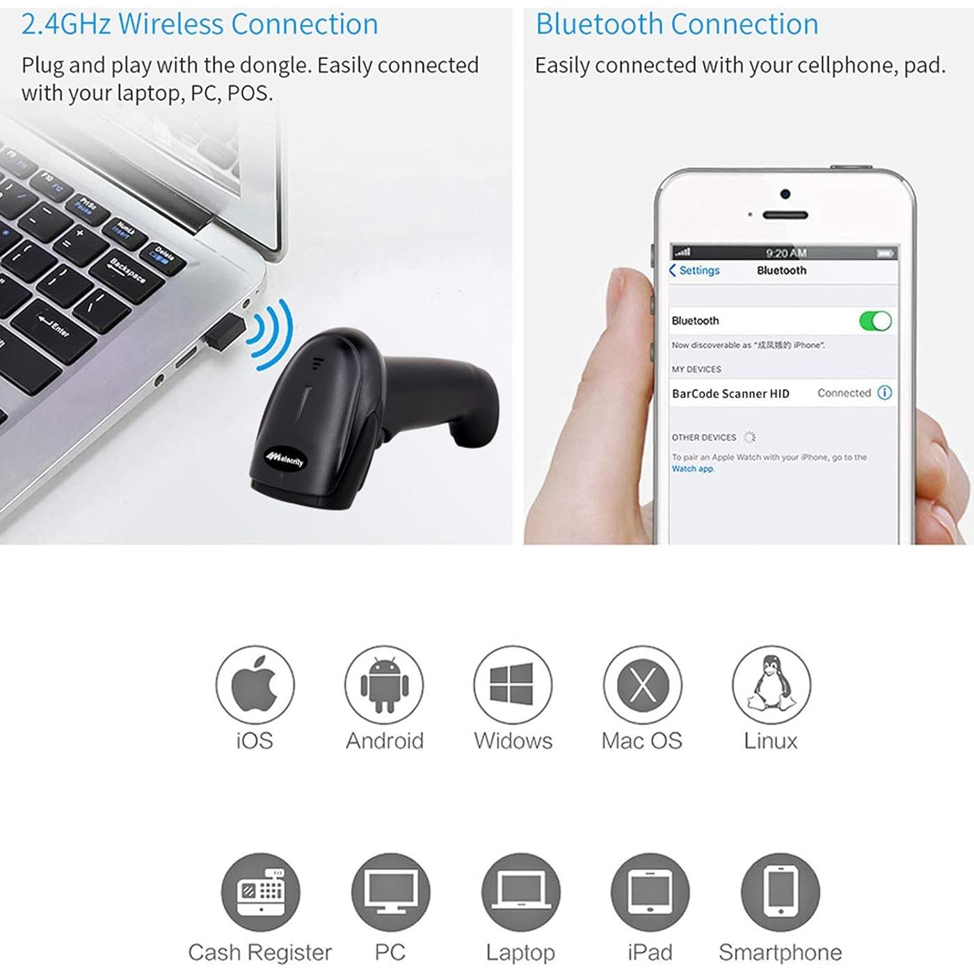 Escáner de Código de Barras Bluetooth 2D Alacrity NA-6706DB