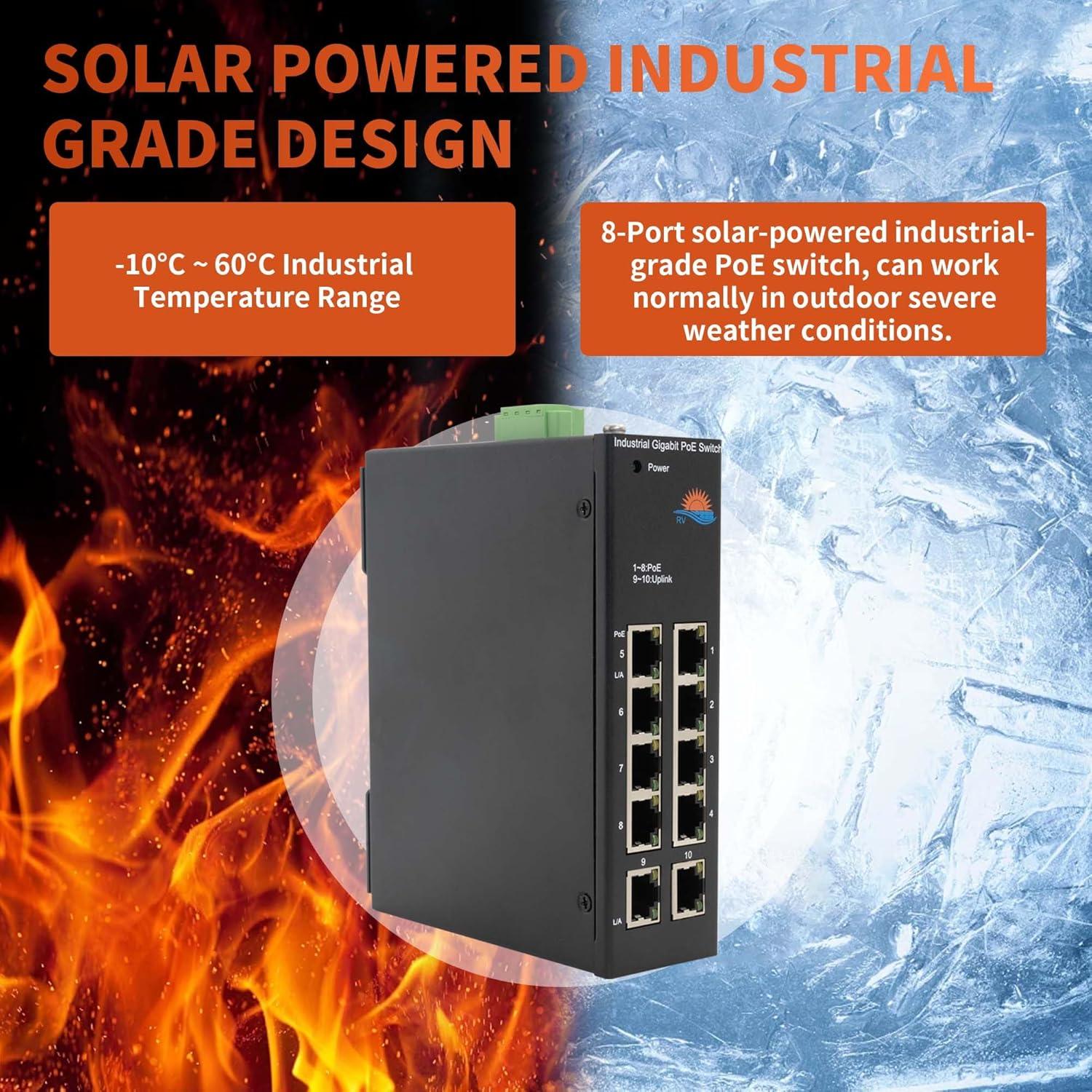 Conmutador PoE Solar Gigabit LIFEPOE 10 Puertos 30W 120W