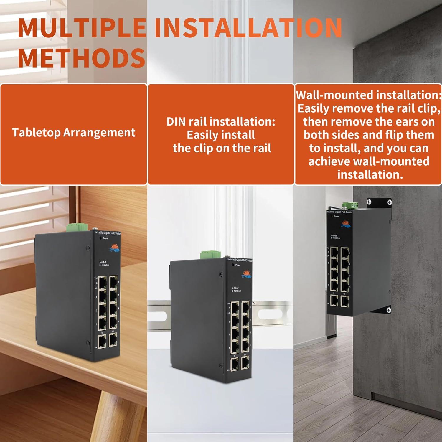 Conmutador PoE Solar Gigabit LIFEPOE 10 Puertos 30W 120W