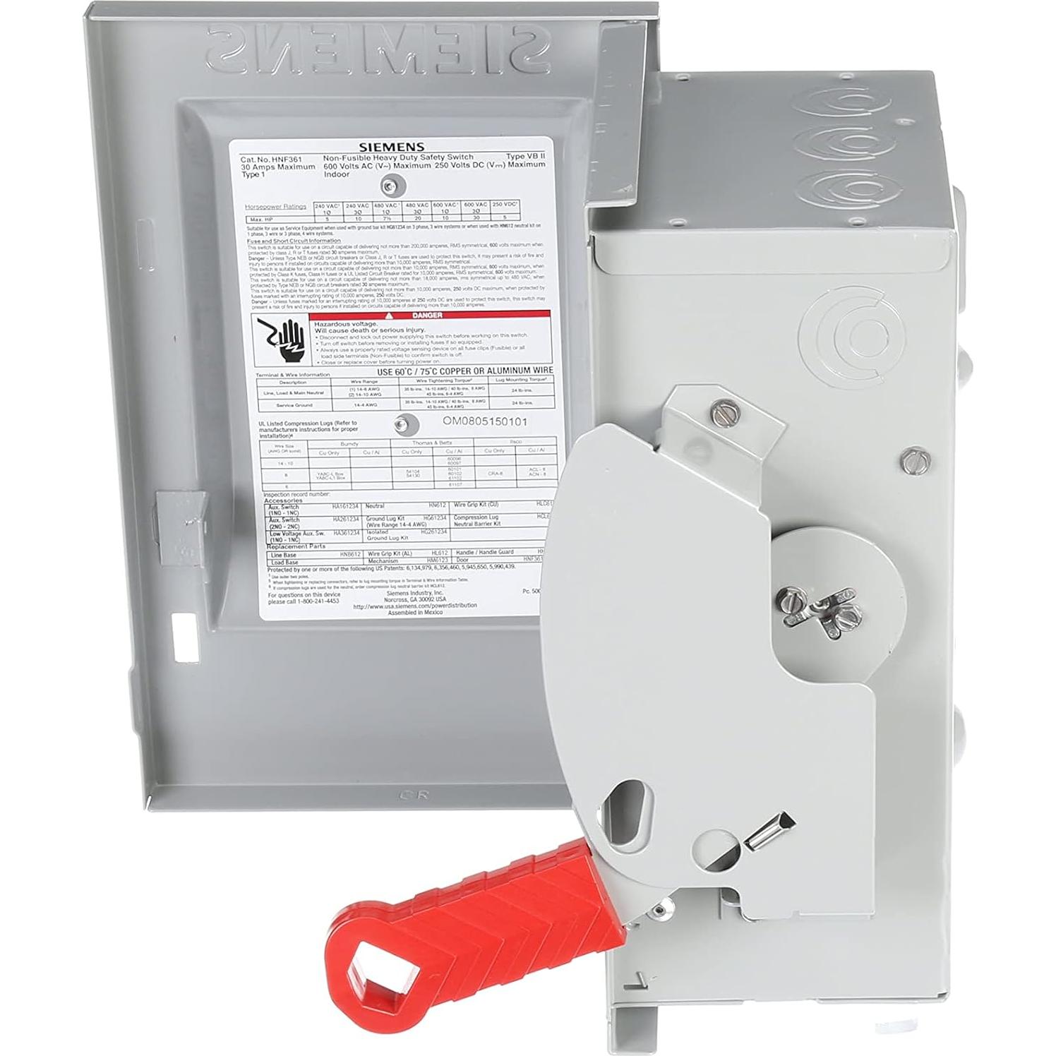Interruptor de Seguridad Siemens HNF361 30A 3 Polo 600V No Fusible