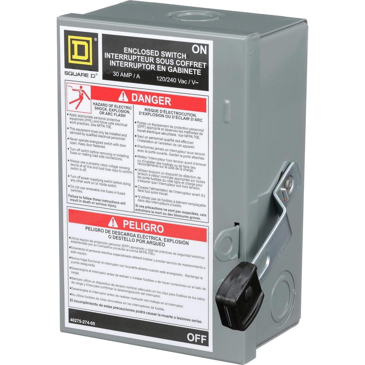 Interruptor de Seguridad Fusible Square D L211N 30A 120/240V