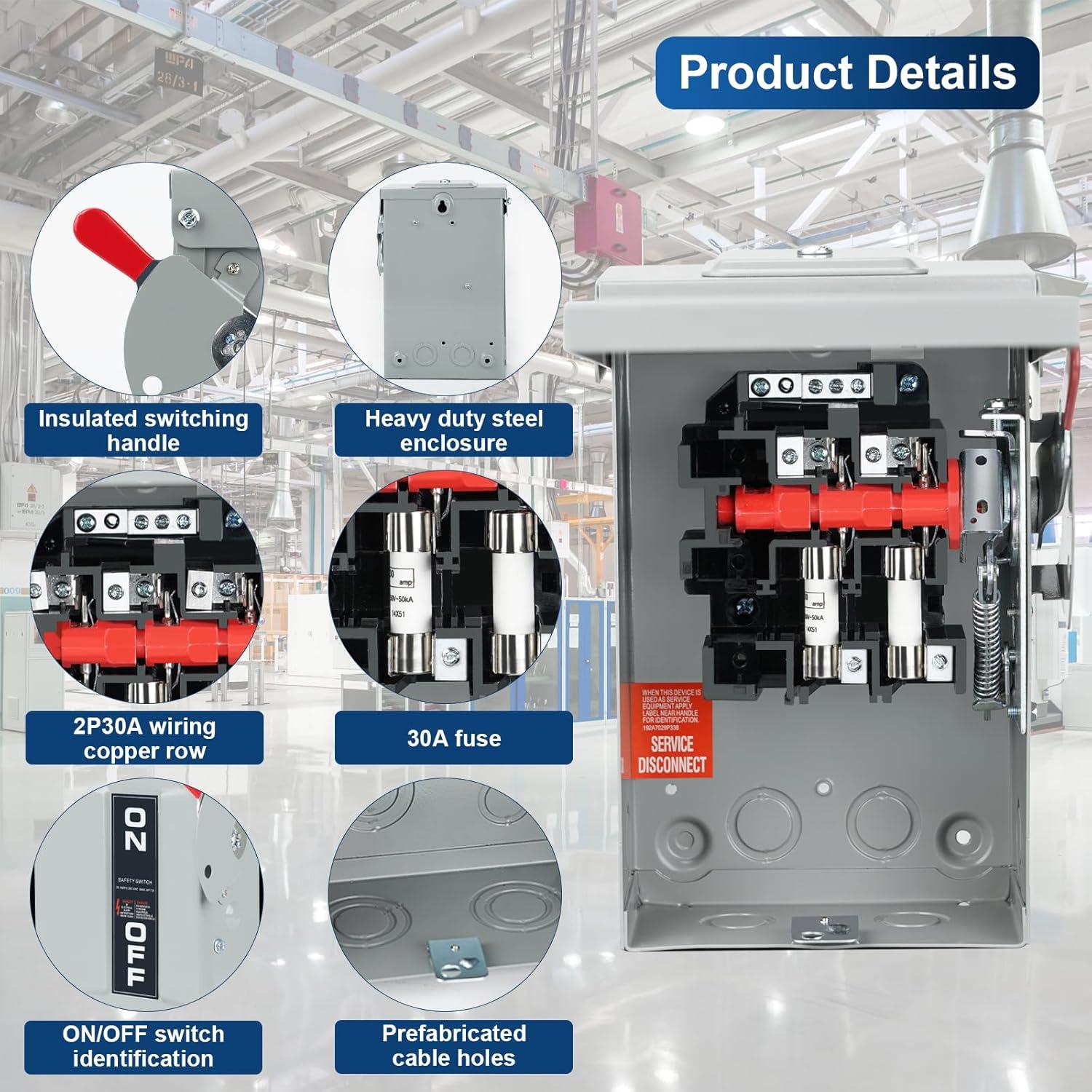 Interruptor de Seguridad 2P 30A JINDOUZI 110/240V AC
