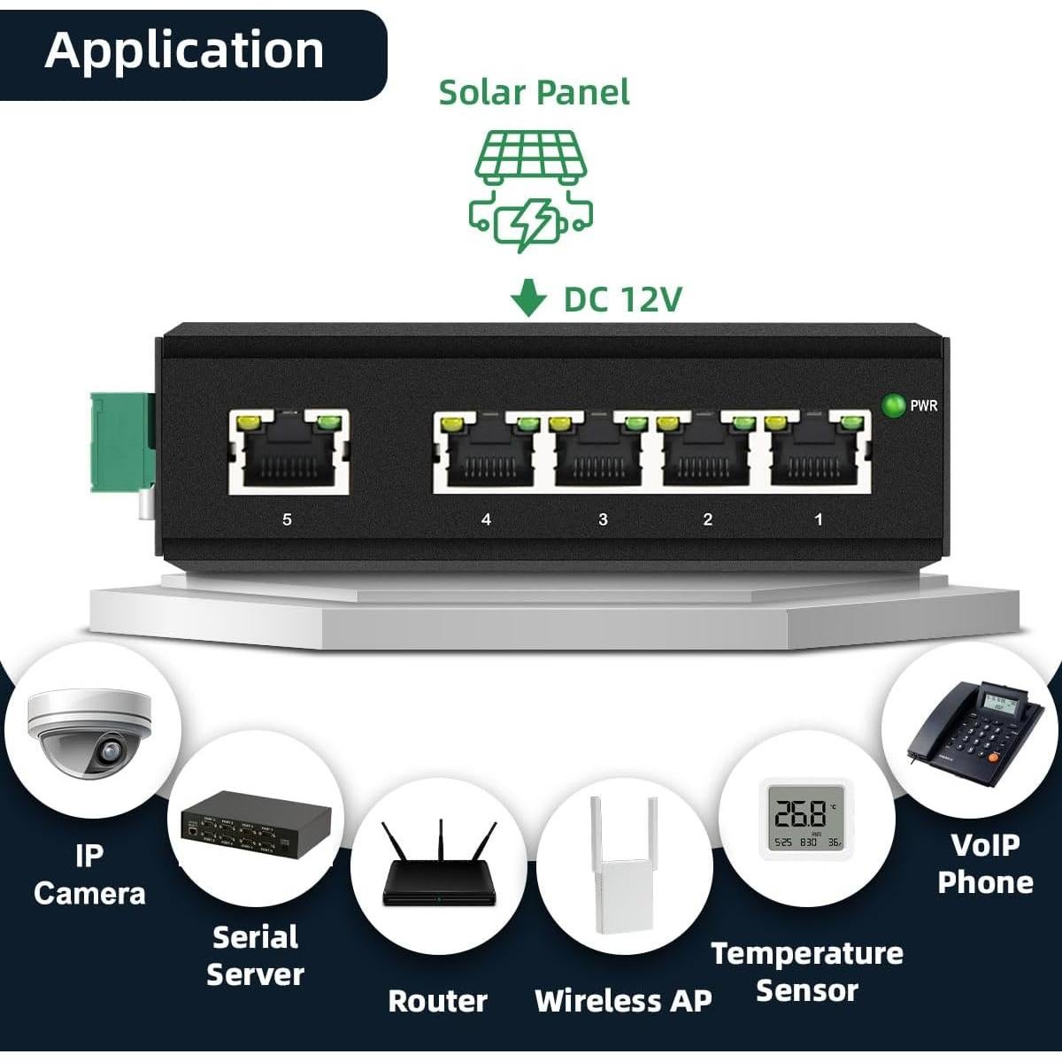 Switch Industrial Gigabit 5 Puertos MARCHII RJ45 10/100/1000Mbps