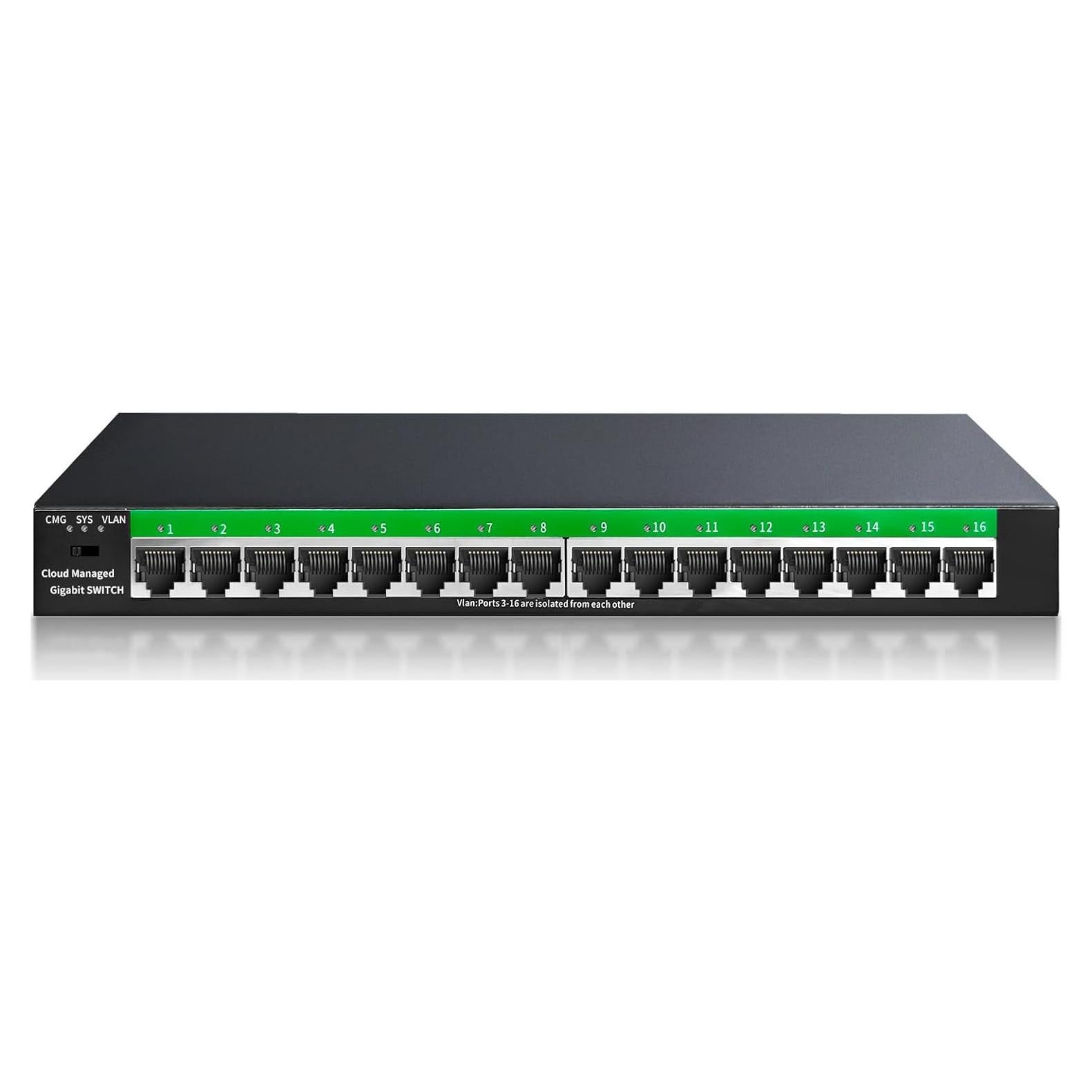 Interruptor Ethernet Gigabit STEAMEMO 16 Puertos Gestionado