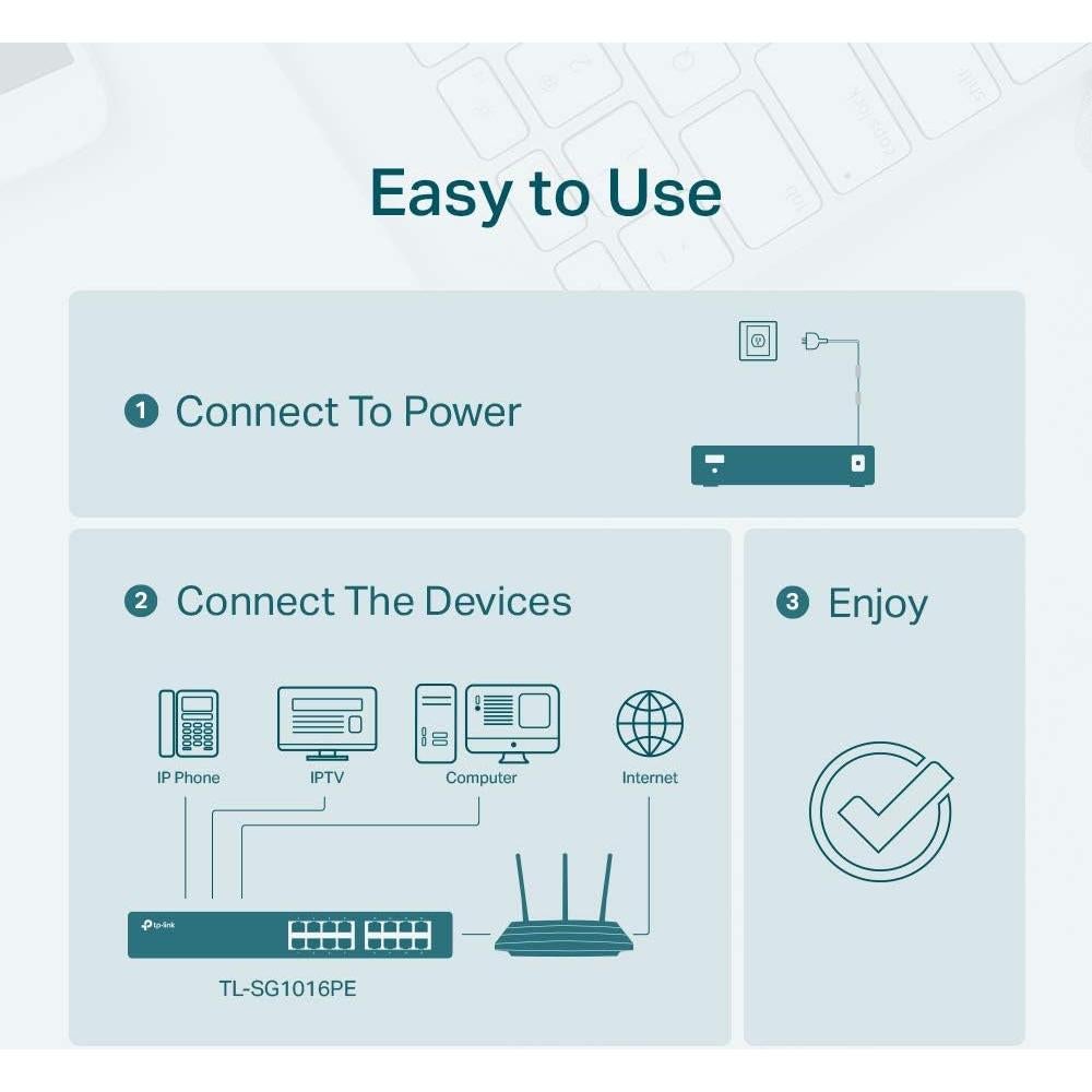 Interruptor PoE TP-Link TL-SG1016PE 16 Puertos 150W
