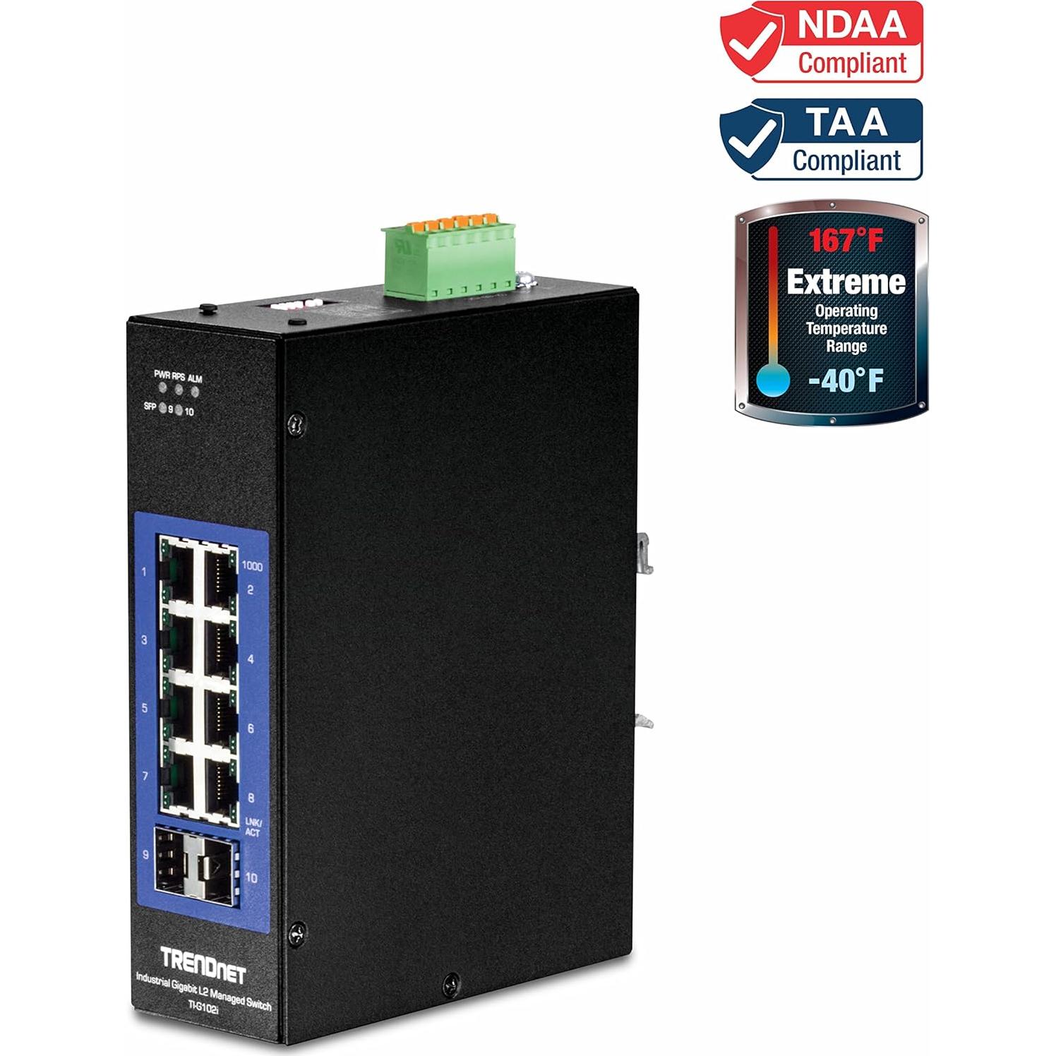 Interruptor Industrial Gigabit L2 TRENDnet TI-G102i 10 Puertos