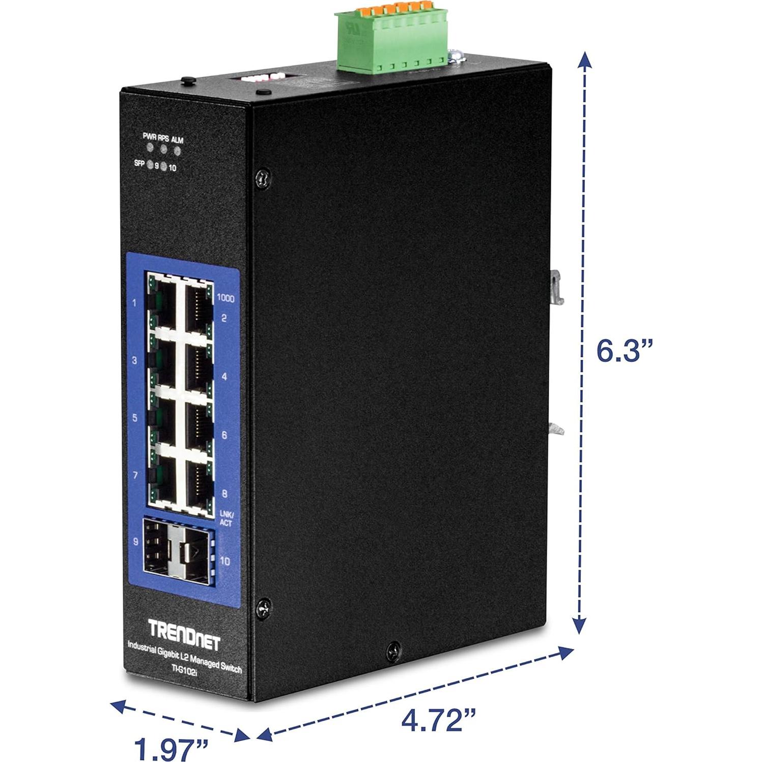 Interruptor Industrial Gigabit L2 TRENDnet TI-G102i 10 Puertos