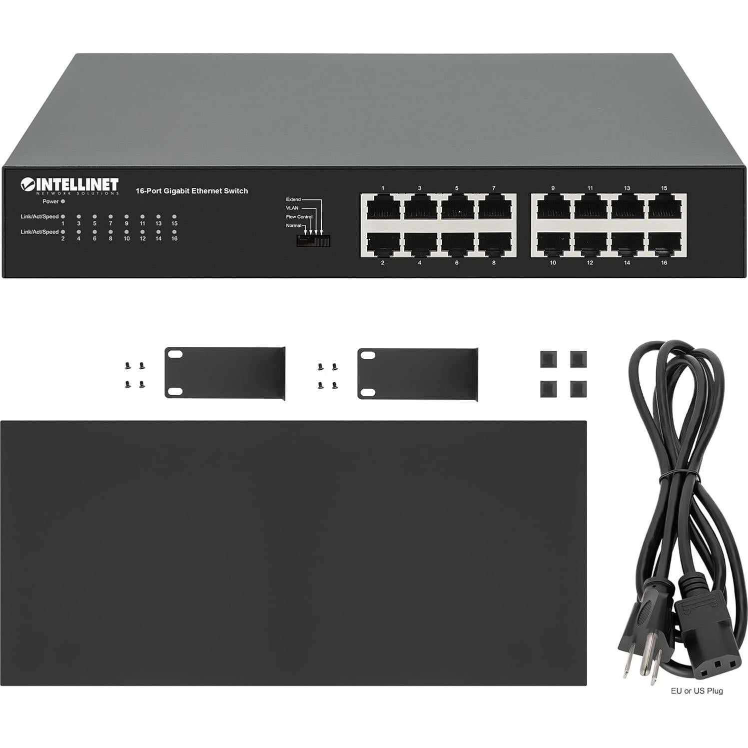 Switch Ethernet Gigabit 16 Puertos Intellinet 1000 Mbps Metal