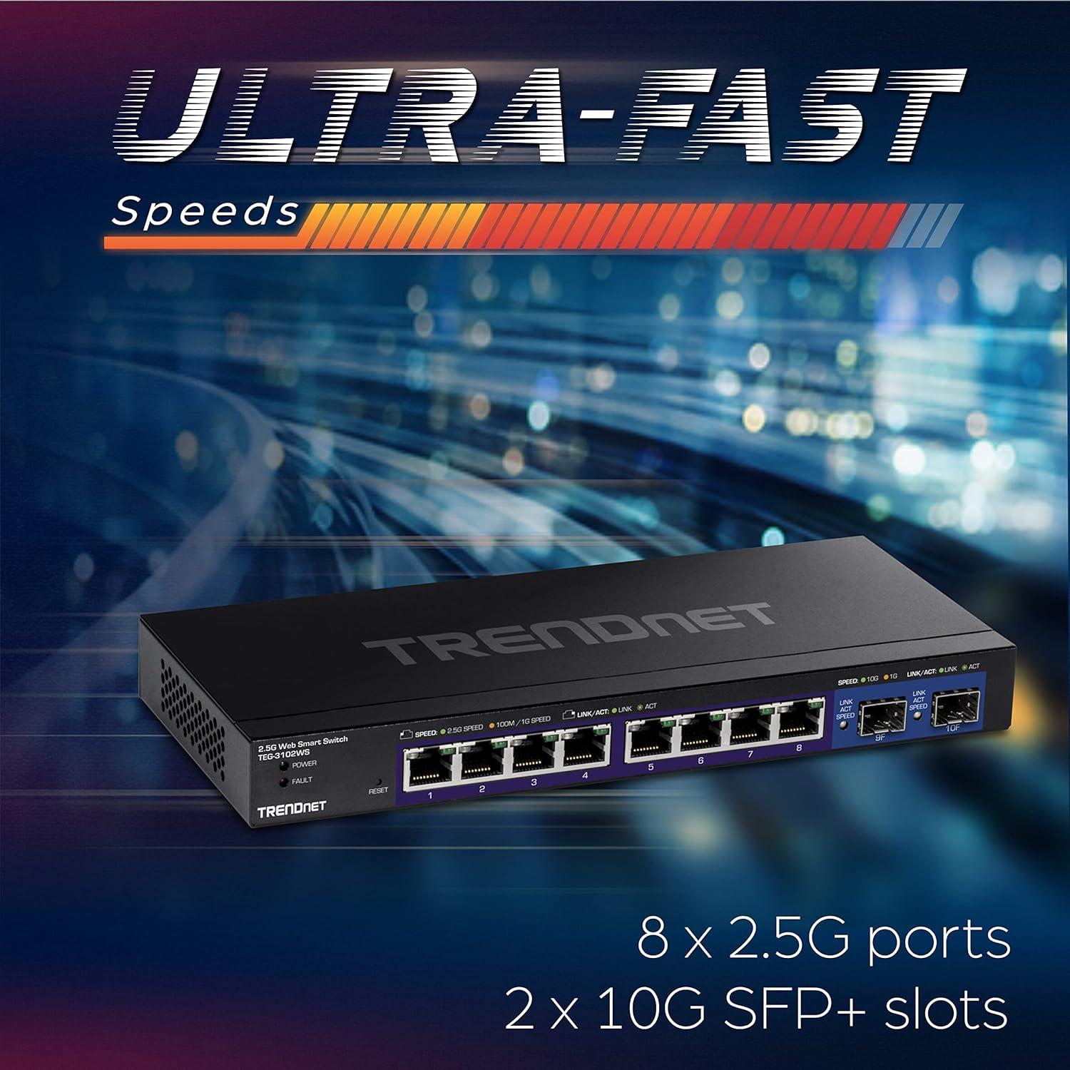 Switch Inteligente Web Multi-Gig TRENDnet TEG-3102WS 10 Puertos