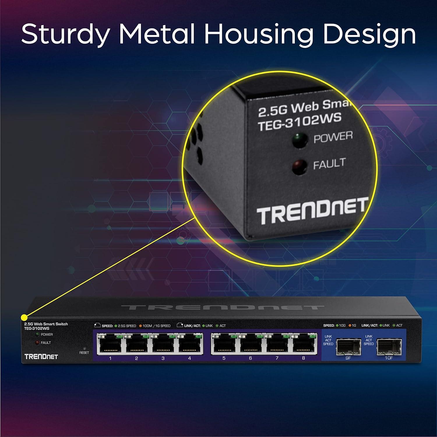Switch Inteligente Web Multi-Gig TRENDnet TEG-3102WS 10 Puertos