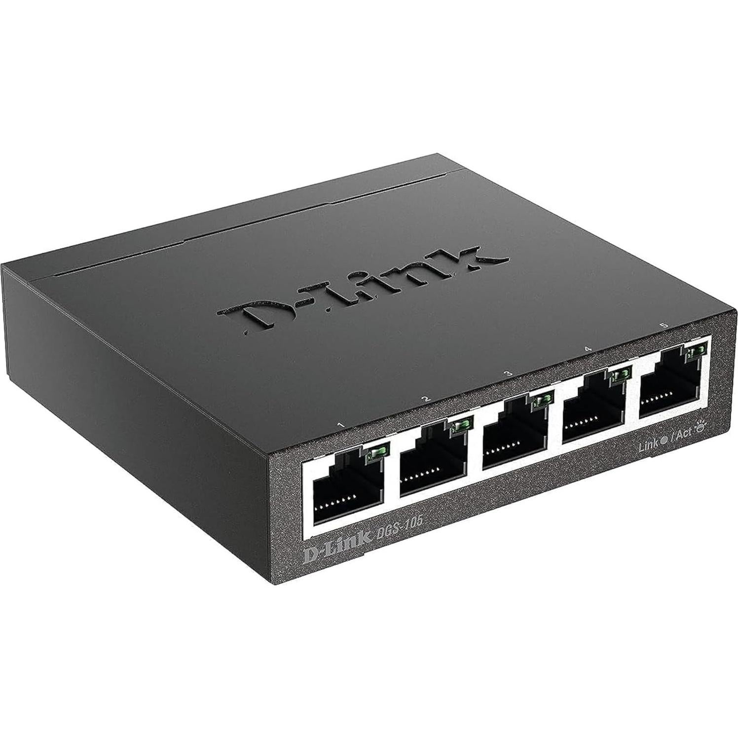 Switch Ethernet D-Link DGS-105 5 Puertos Gigabit Metal Plug and Play