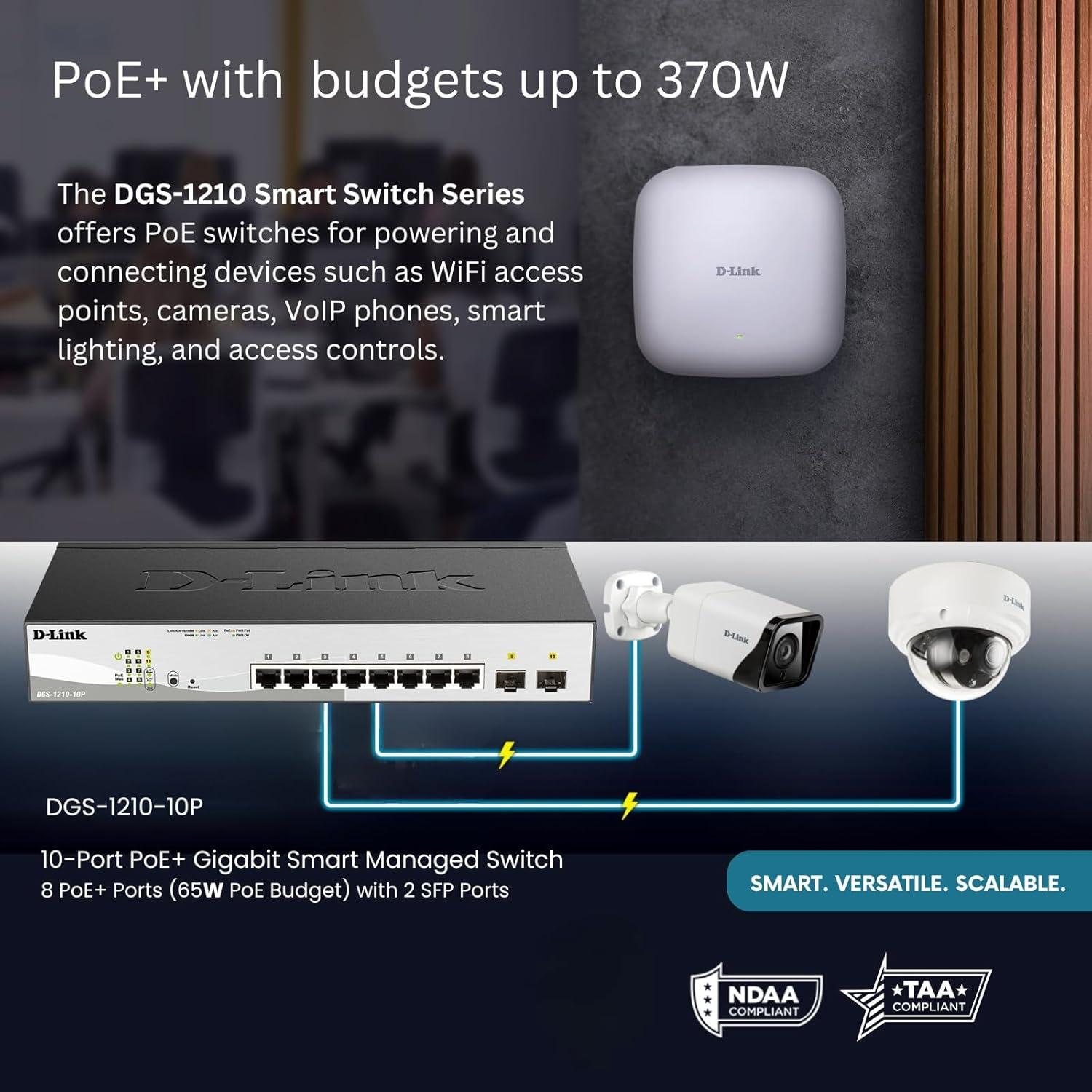 Switch D-Link DGS-1210-10P PoE+ 10 Puertos Gigabit 65W