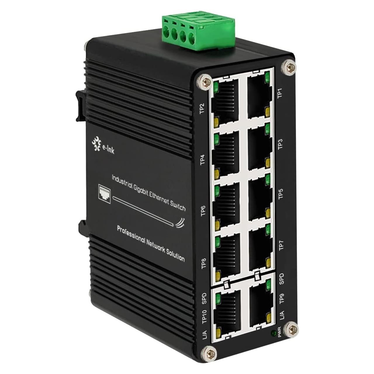 Mini Switch Industrial Steloproad 10 Puertos RJ45 10/100/1000Mbps