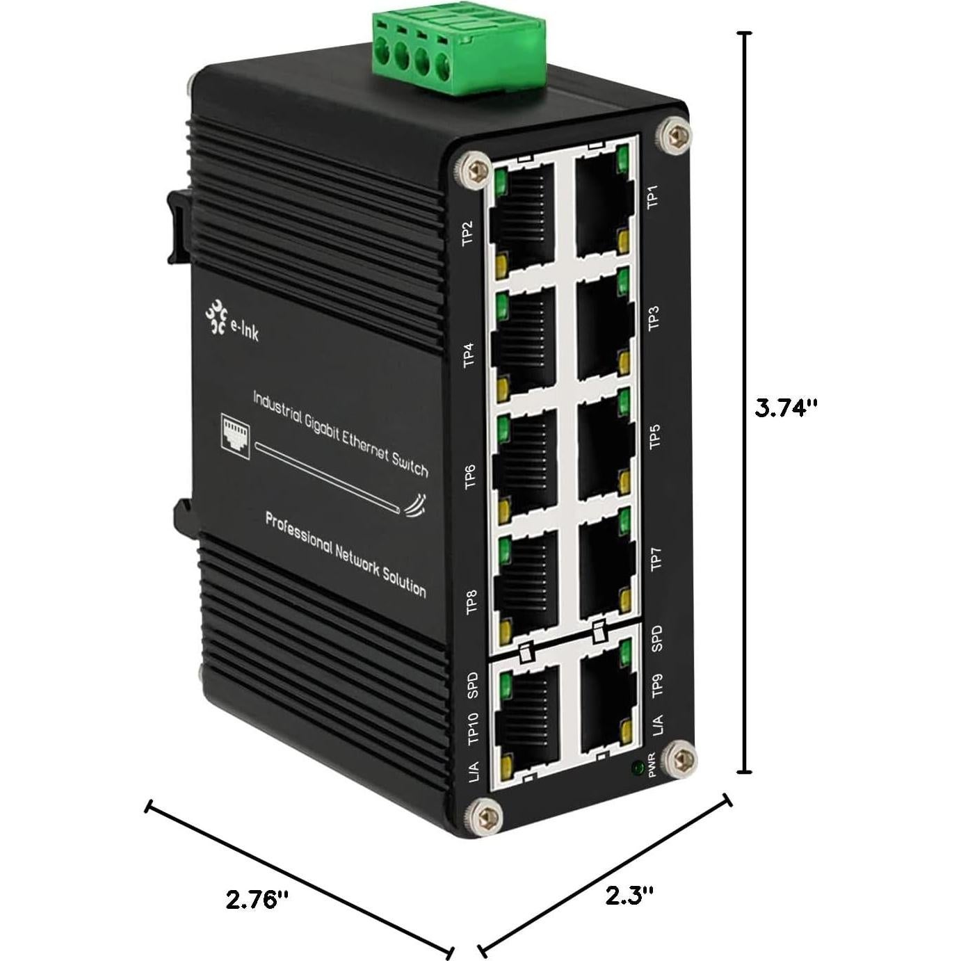 Mini Switch Industrial Steloproad 10 Puertos RJ45 10/100/1000Mbps