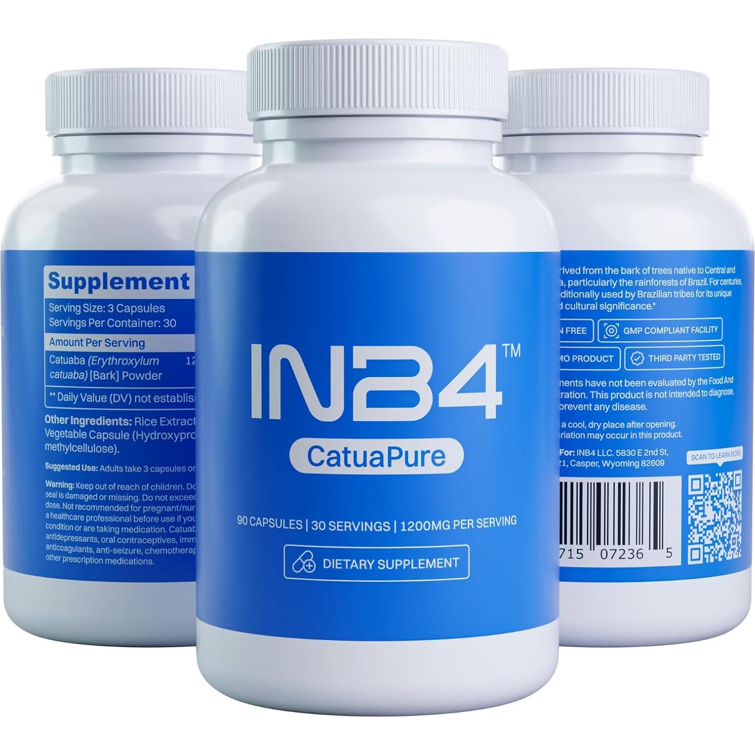 Extracto de Catuaba INB4 1200mg 90 Cápsulas Hecho en EE. UU.