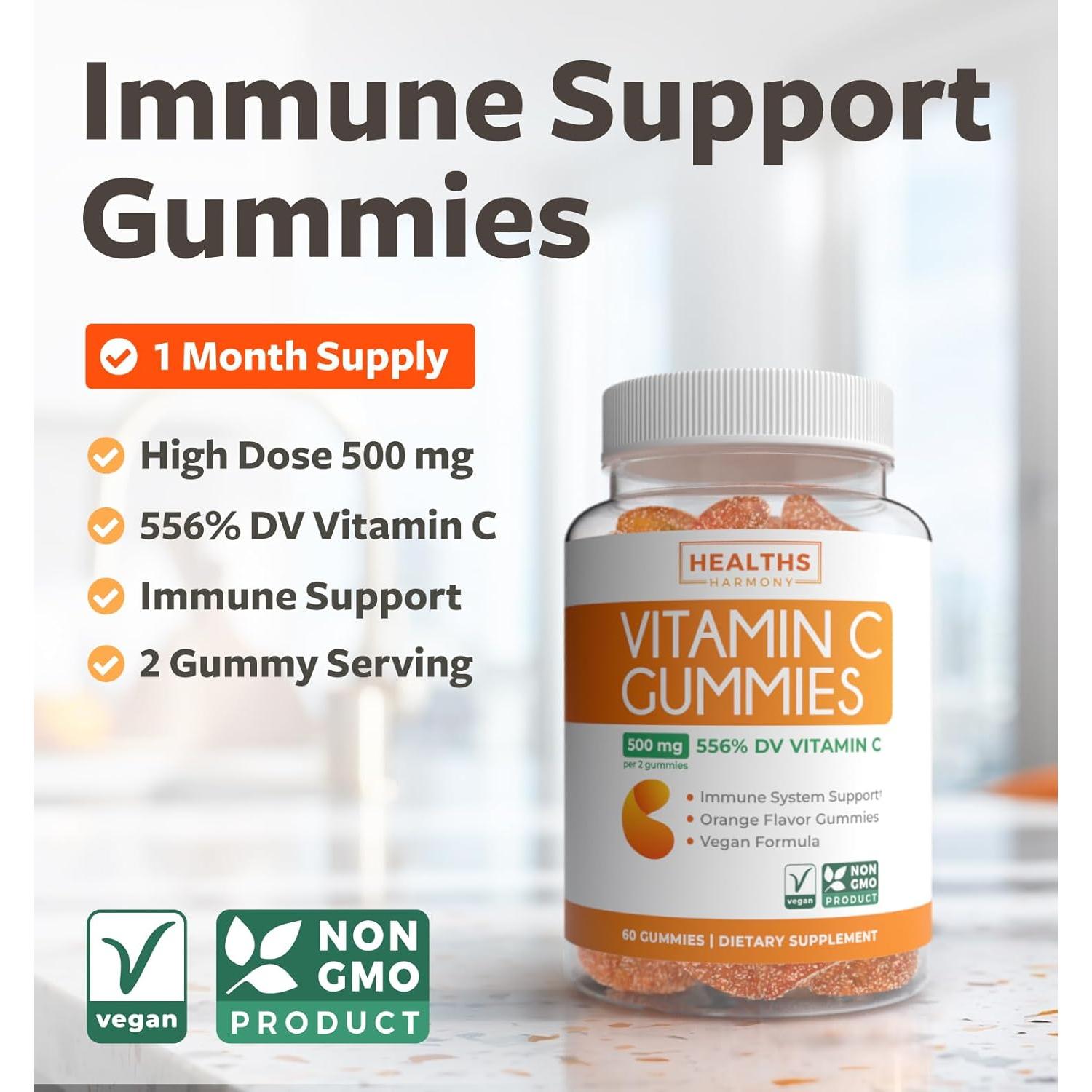 Gomitas de Vitamina C Veganas Healths Harmony 500mg 60 Unidades