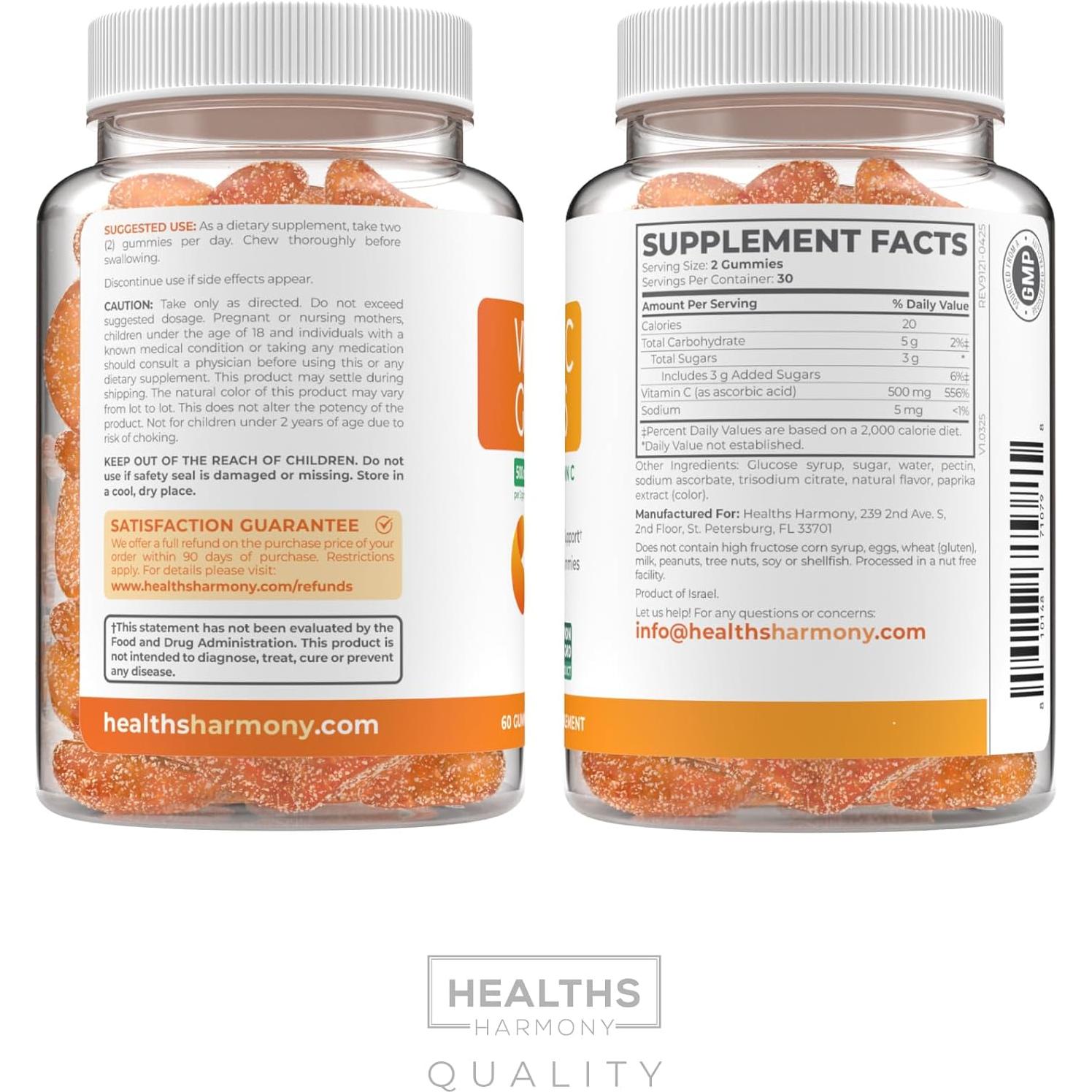 Gomitas de Vitamina C Veganas Healths Harmony 500mg 60 Unidades