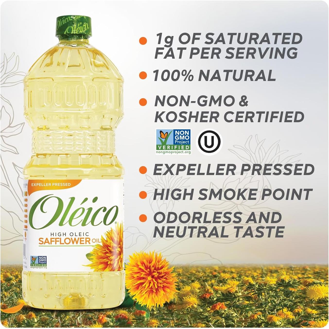 Aceite de Cártamo Oleico 955 ml - Prensado en Frío, No GMO
