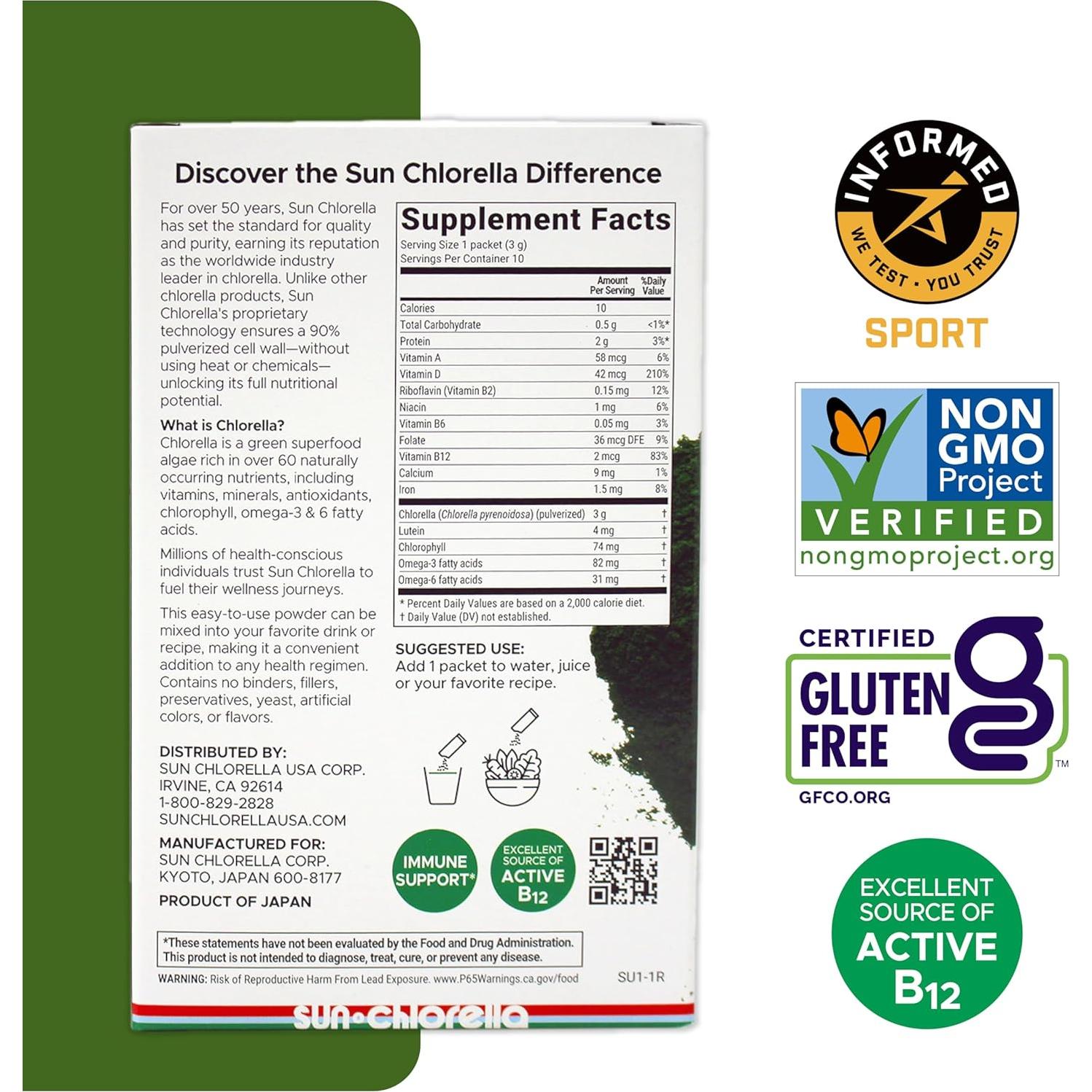 Polvo de Chlorella Sun 30g - Superalimento Vegano Sin Gluten