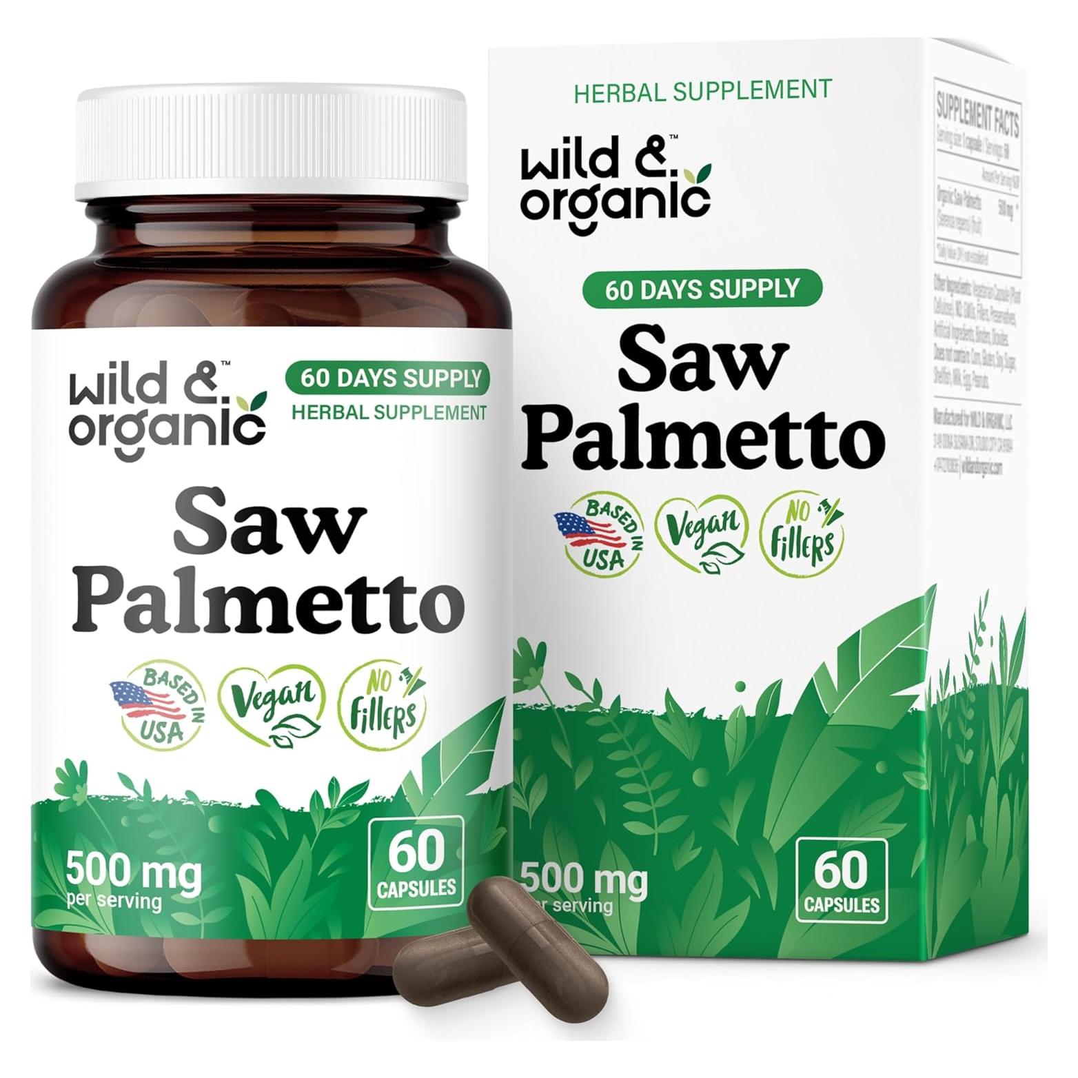 Cápsulas de Saw Palmetto Silvestre y Orgánico 500 mg - 60 Unidades